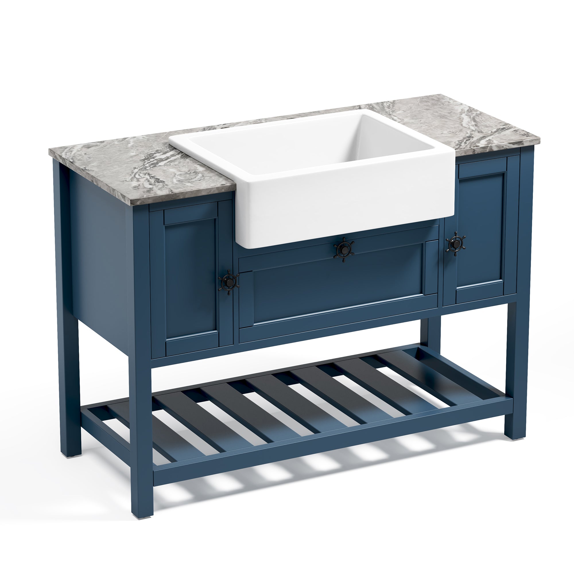 48" Freestanding Solid Wood Farmhouse Single Bathroom Vanity Set