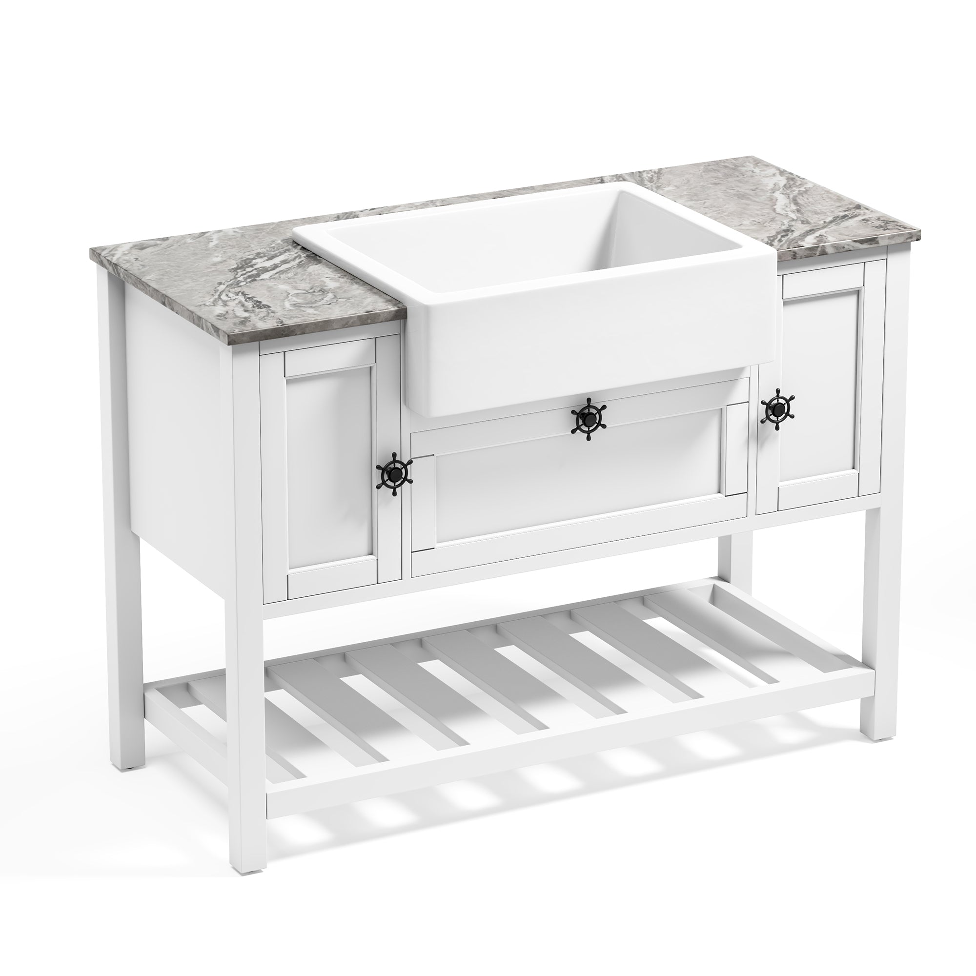 48" Freestanding Solid Wood Farmhouse Single Bathroom Vanity Set