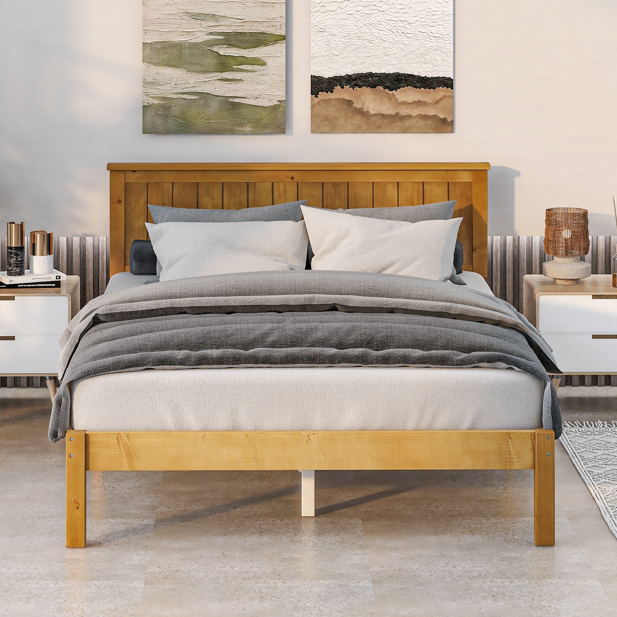 Twin/Full Wood Frame Platform Bed with Slats