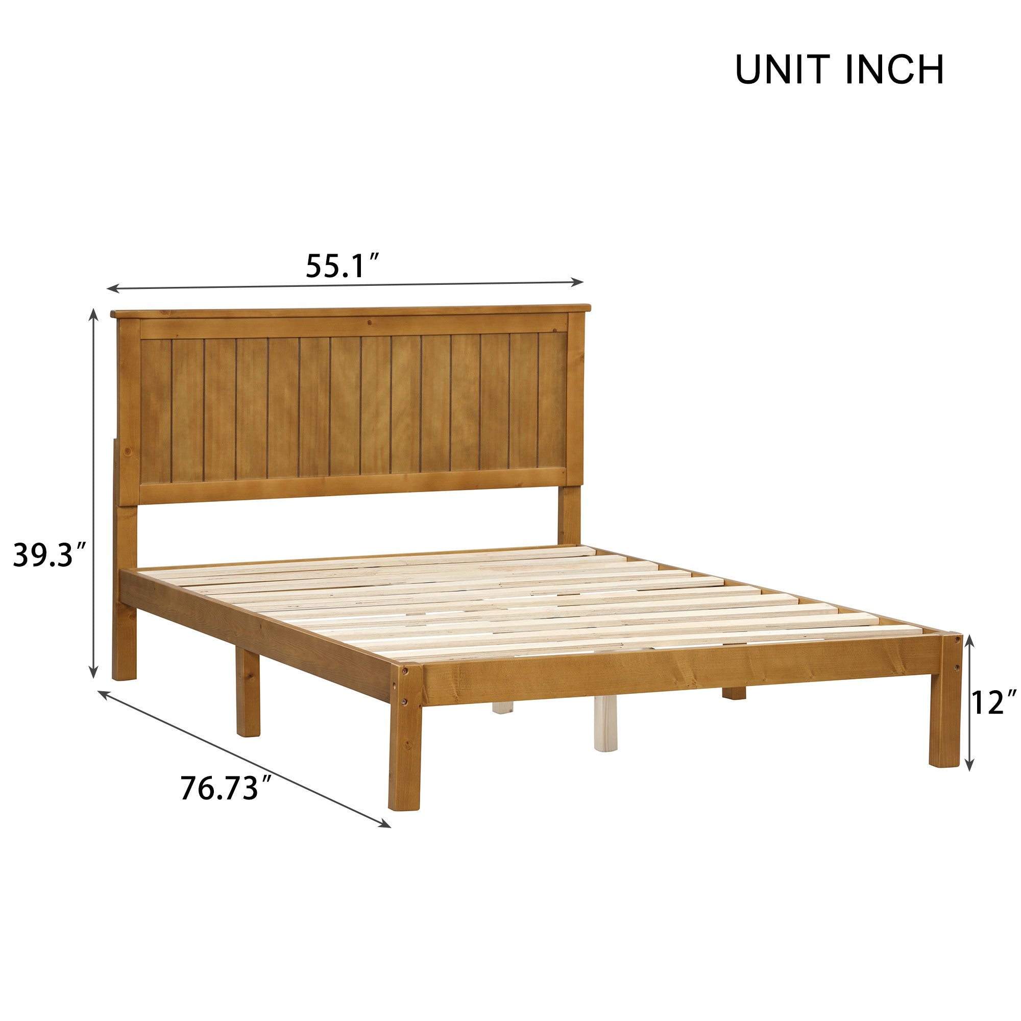 Twin/Full Wood Frame Platform Bed with Slats