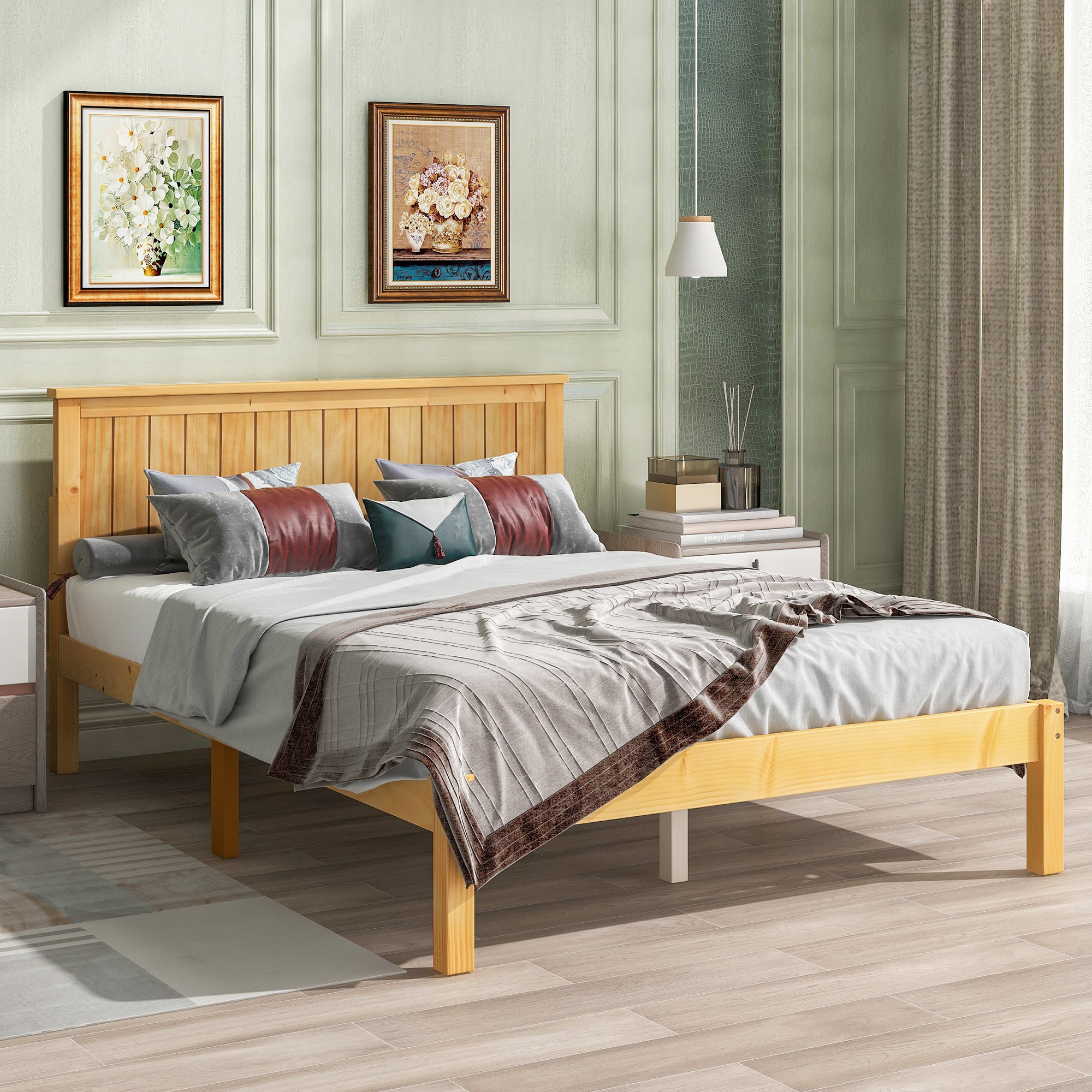 Twin/Full Wood Frame Platform Bed with Slats