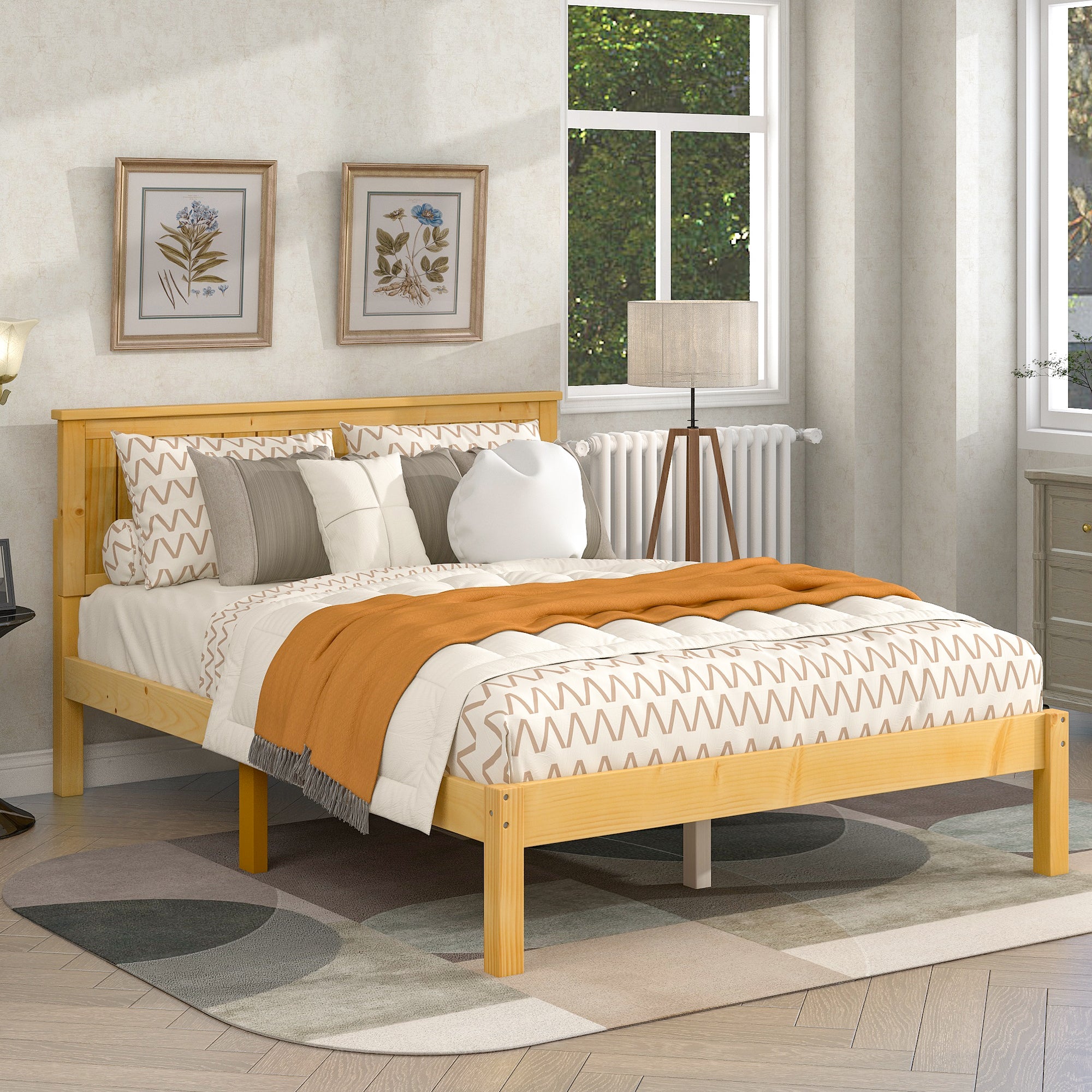 Twin/Full Wood Frame Platform Bed with Slats