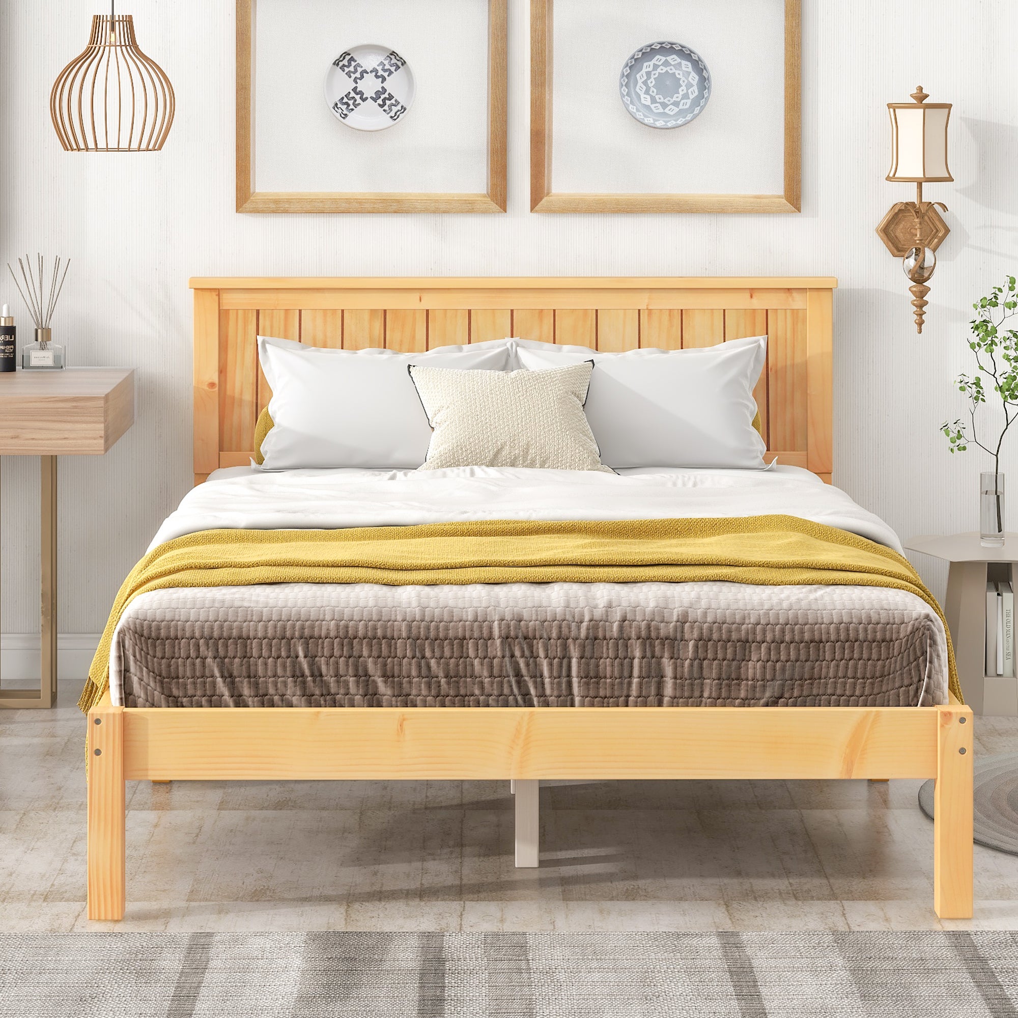 Twin/Full Wood Frame Platform Bed with Slats