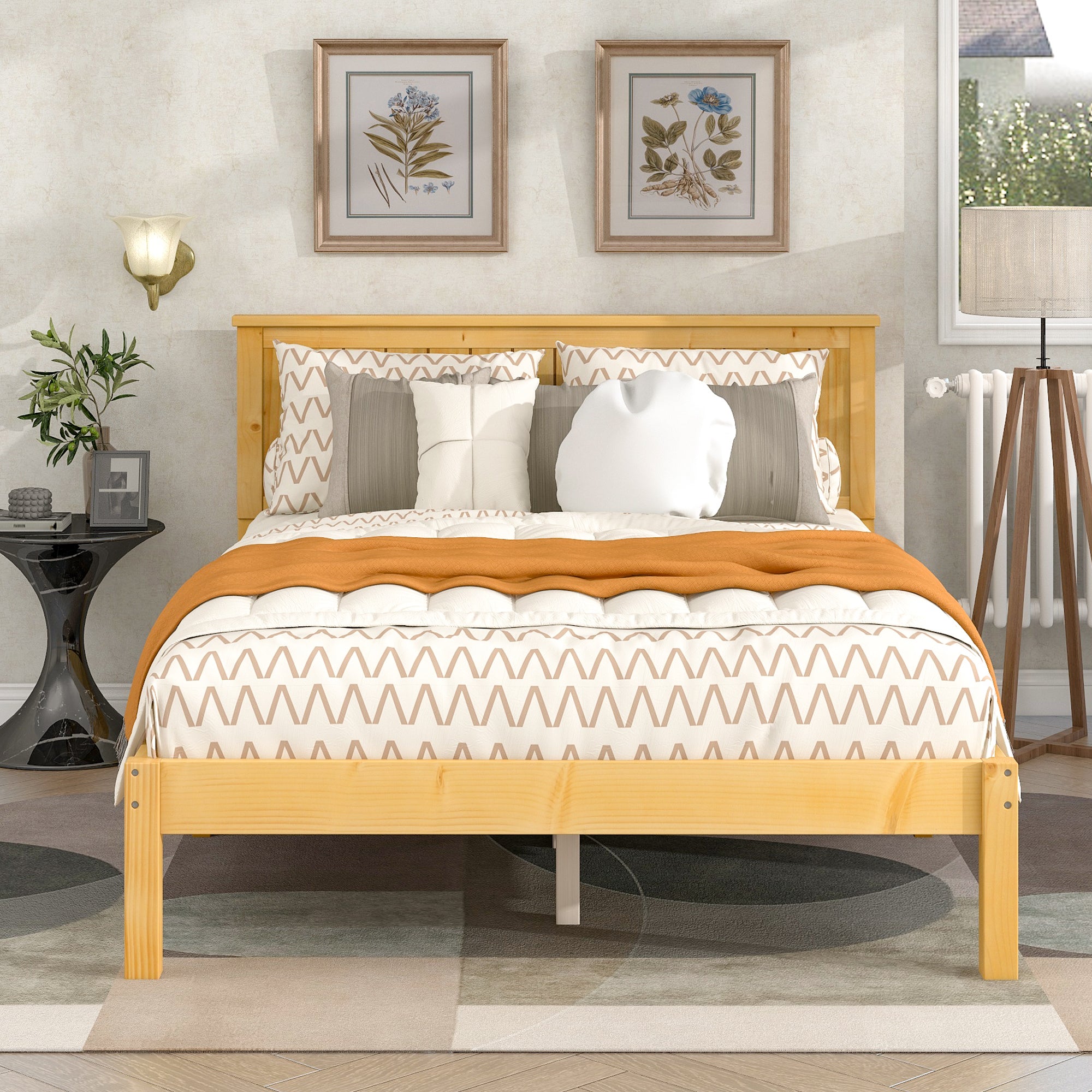 Twin/Full Wood Frame Platform Bed with Slats