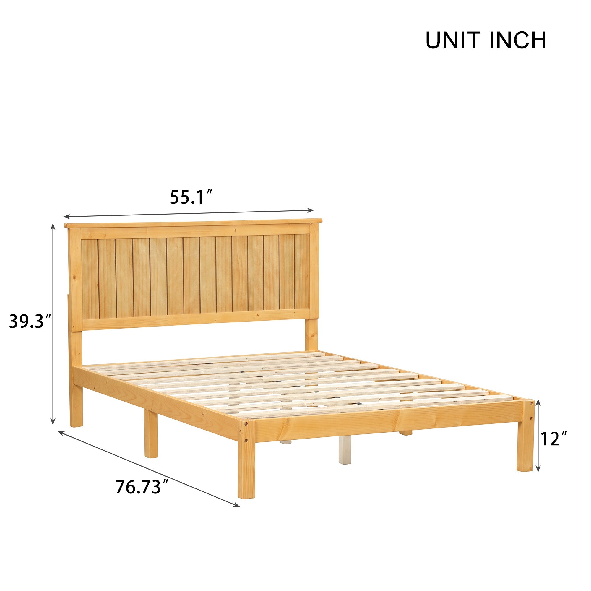 Twin/Full Wood Frame Platform Bed with Slats