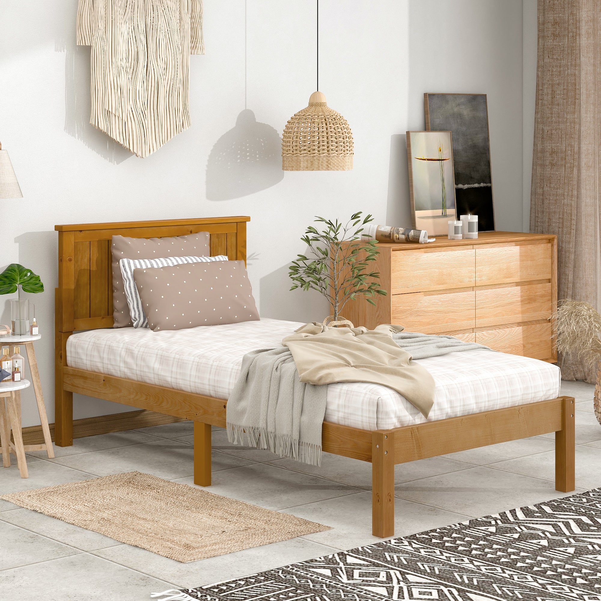 Twin/Full Wood Frame Platform Bed with Slats