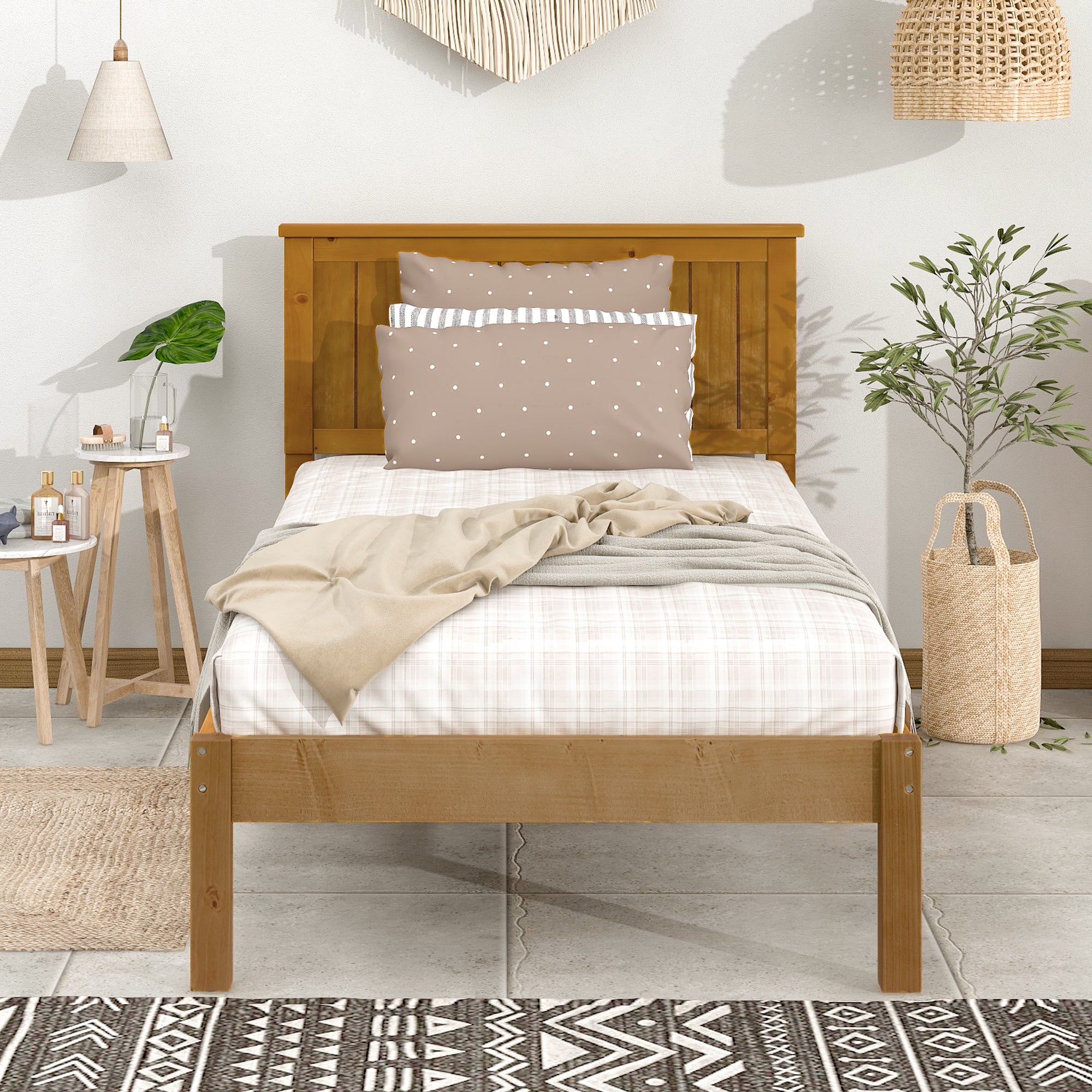 Twin/Full Wood Frame Platform Bed with Slats