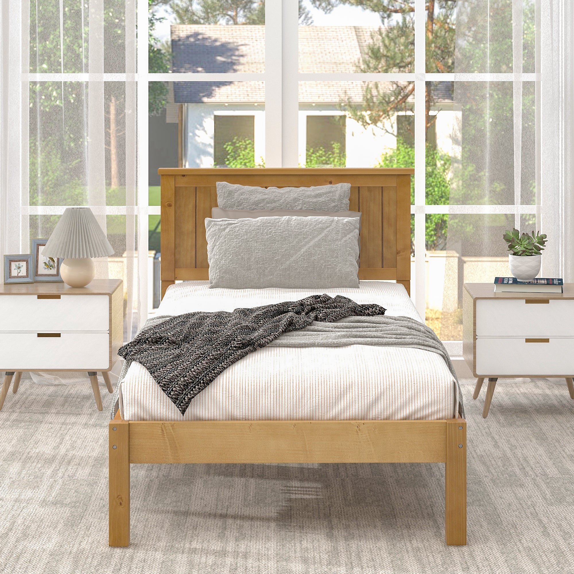 Twin/Full Wood Frame Platform Bed with Slats
