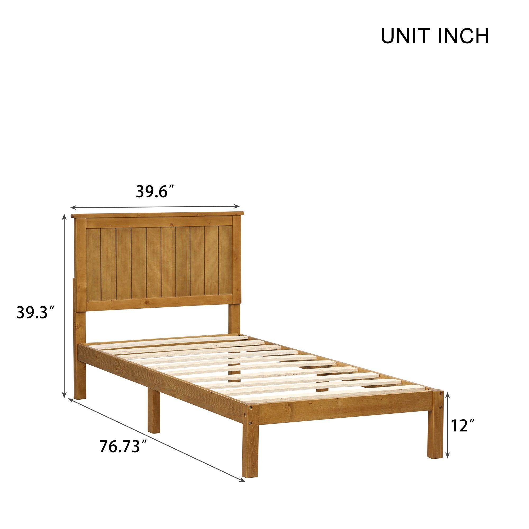 Twin/Full Wood Frame Platform Bed with Slats