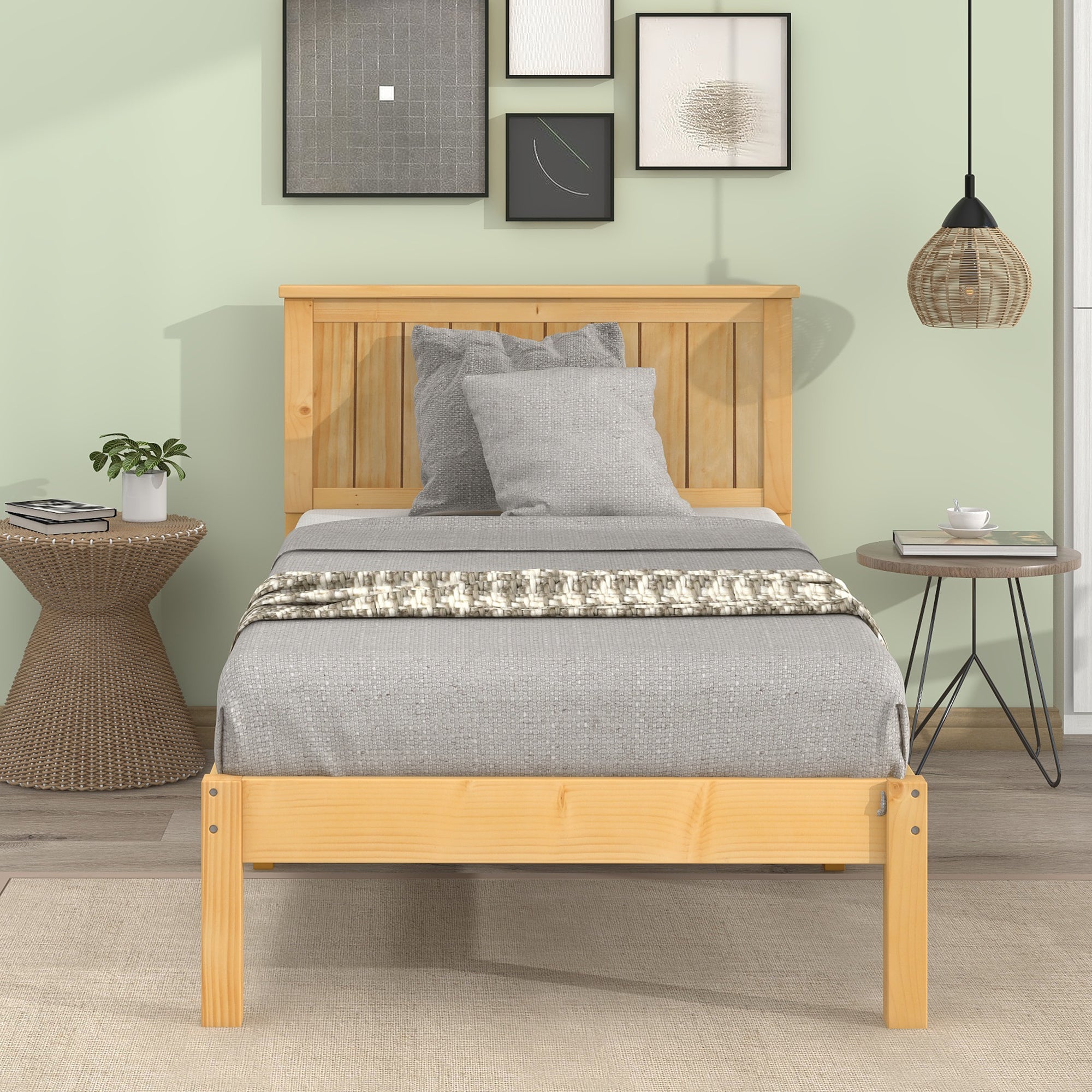 Twin/Full Wood Frame Platform Bed with Slats
