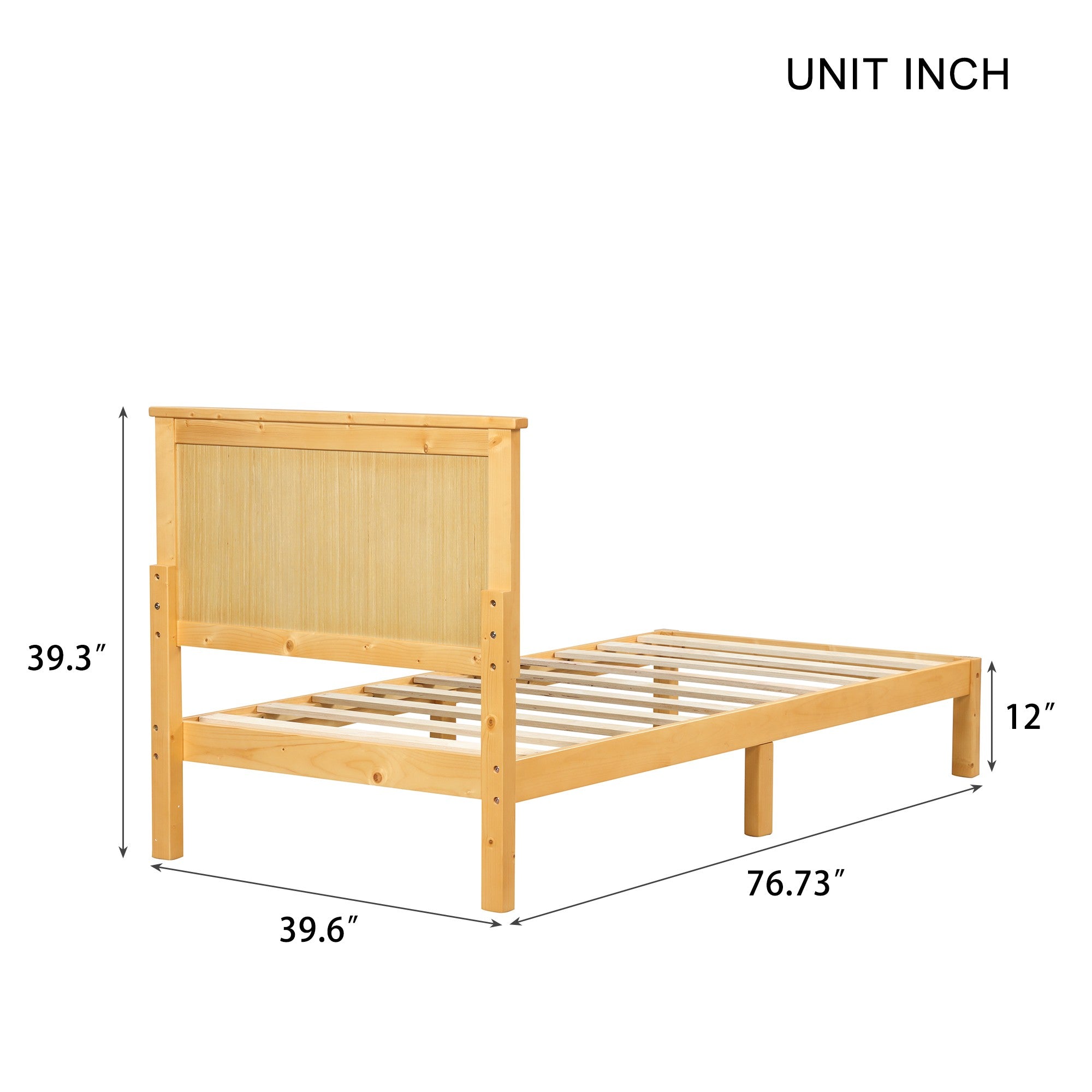 Twin/Full Wood Frame Platform Bed with Slats