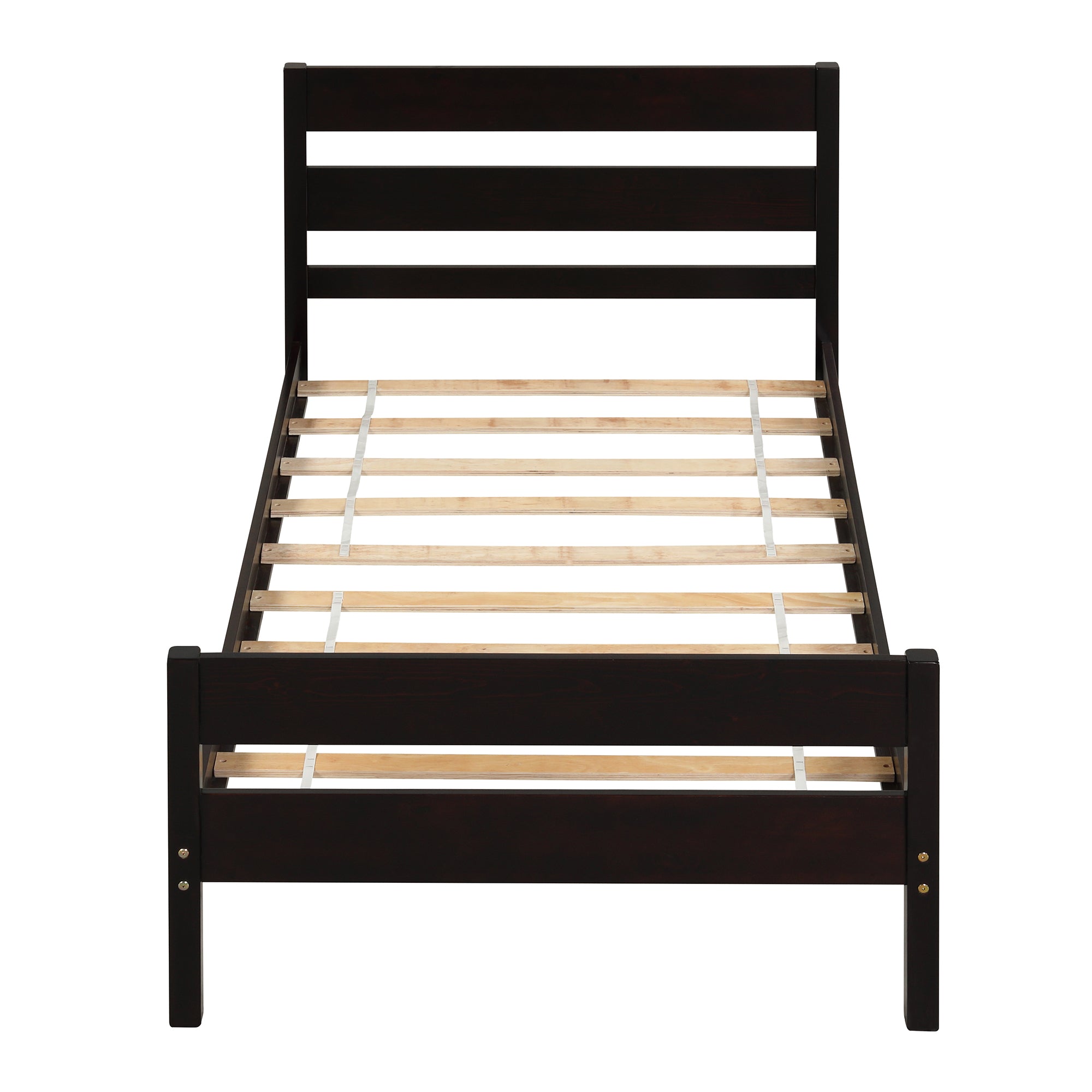 Twin Wood Frame Platform Bed with Headboard and Footboard