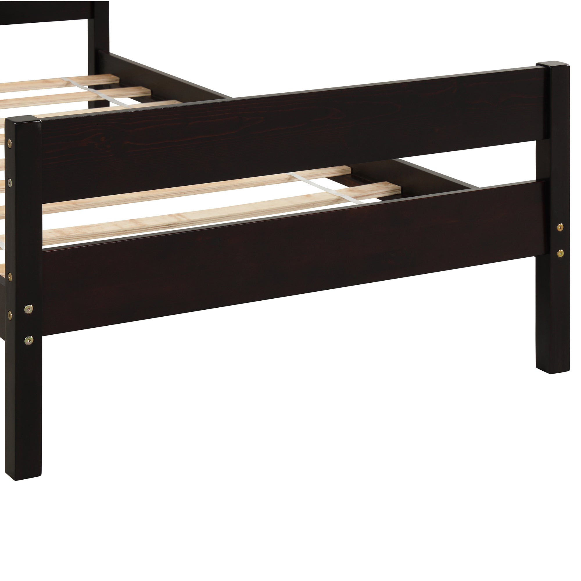 Twin Wood Frame Platform Bed with Headboard and Footboard