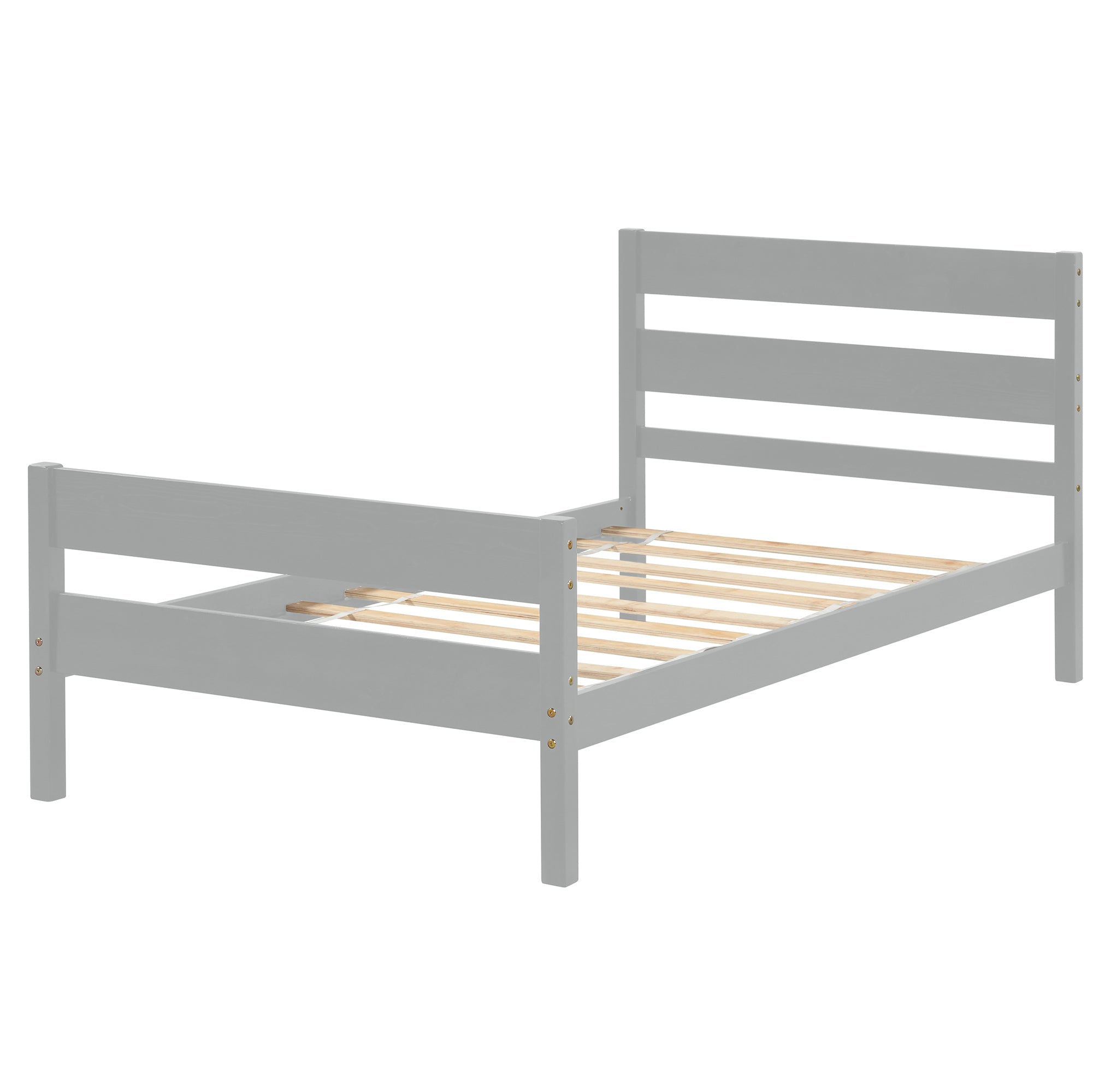 Twin Wood Frame Platform Bed with Headboard and Footboard