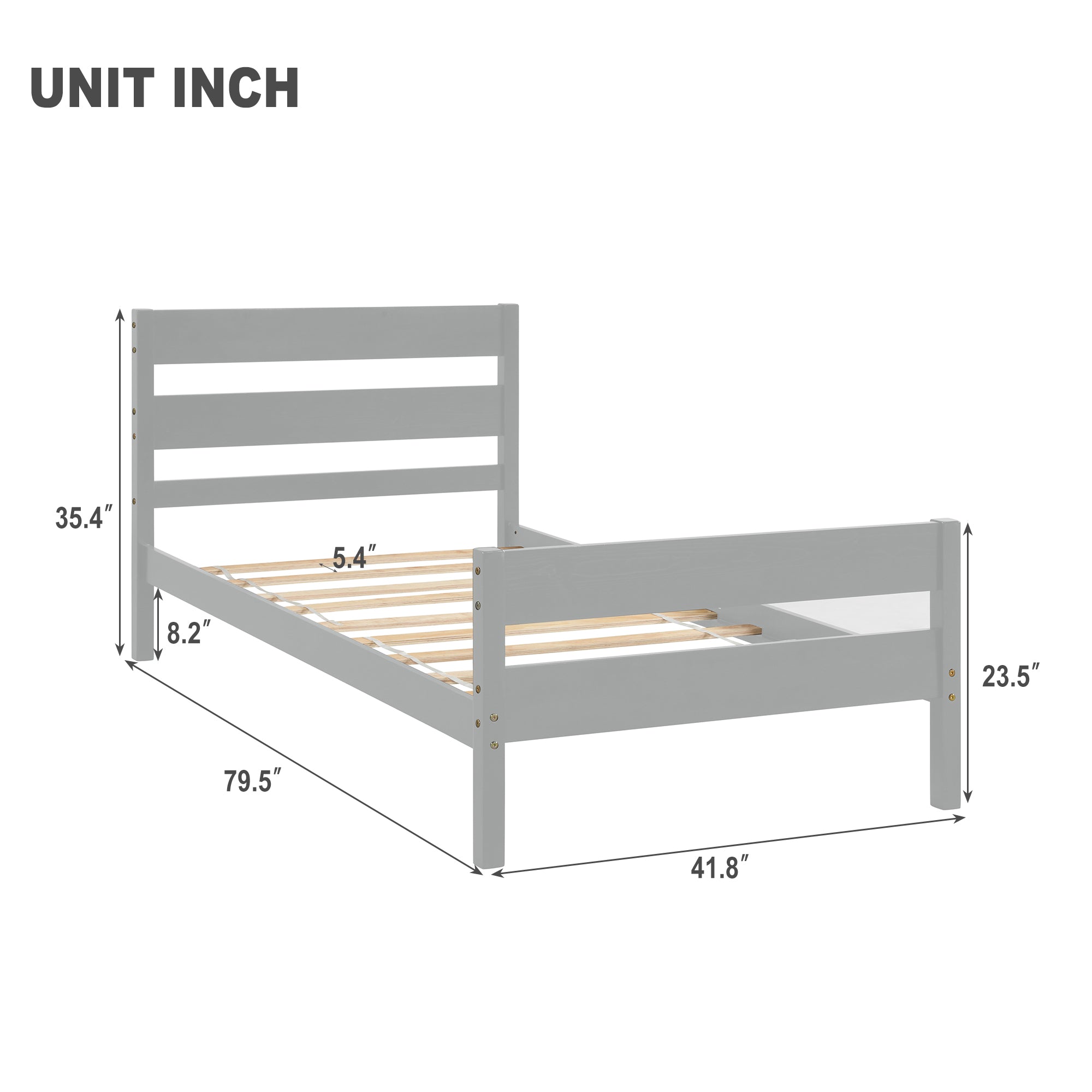 Twin Wood Frame Platform Bed with Headboard and Footboard