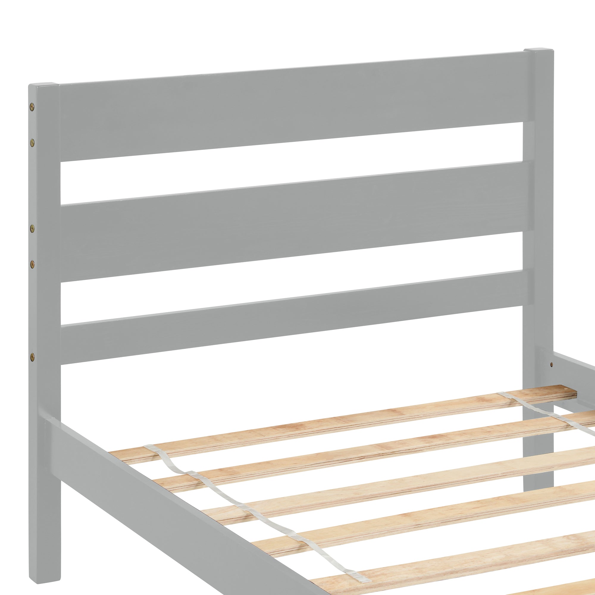 Twin Wood Frame Platform Bed with Headboard and Footboard