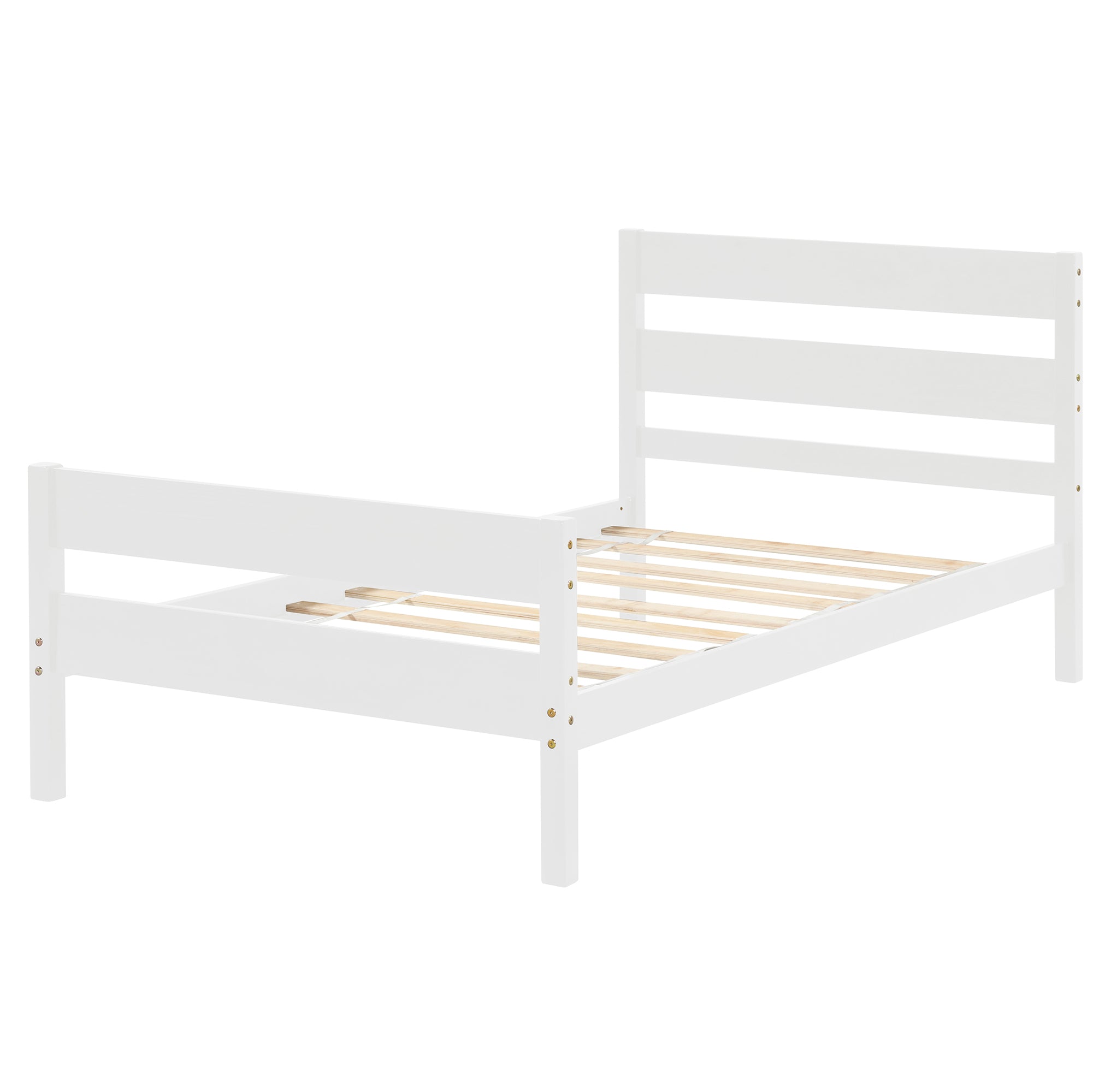 Twin Wood Frame Platform Bed with Headboard and Footboard