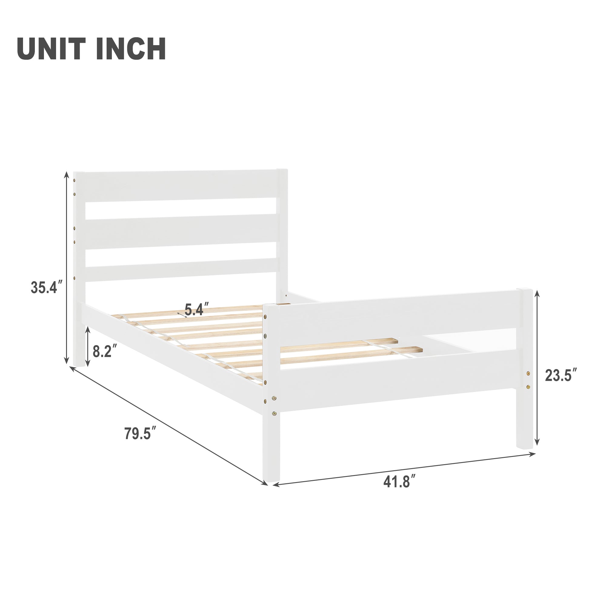 Twin Wood Frame Platform Bed with Headboard and Footboard