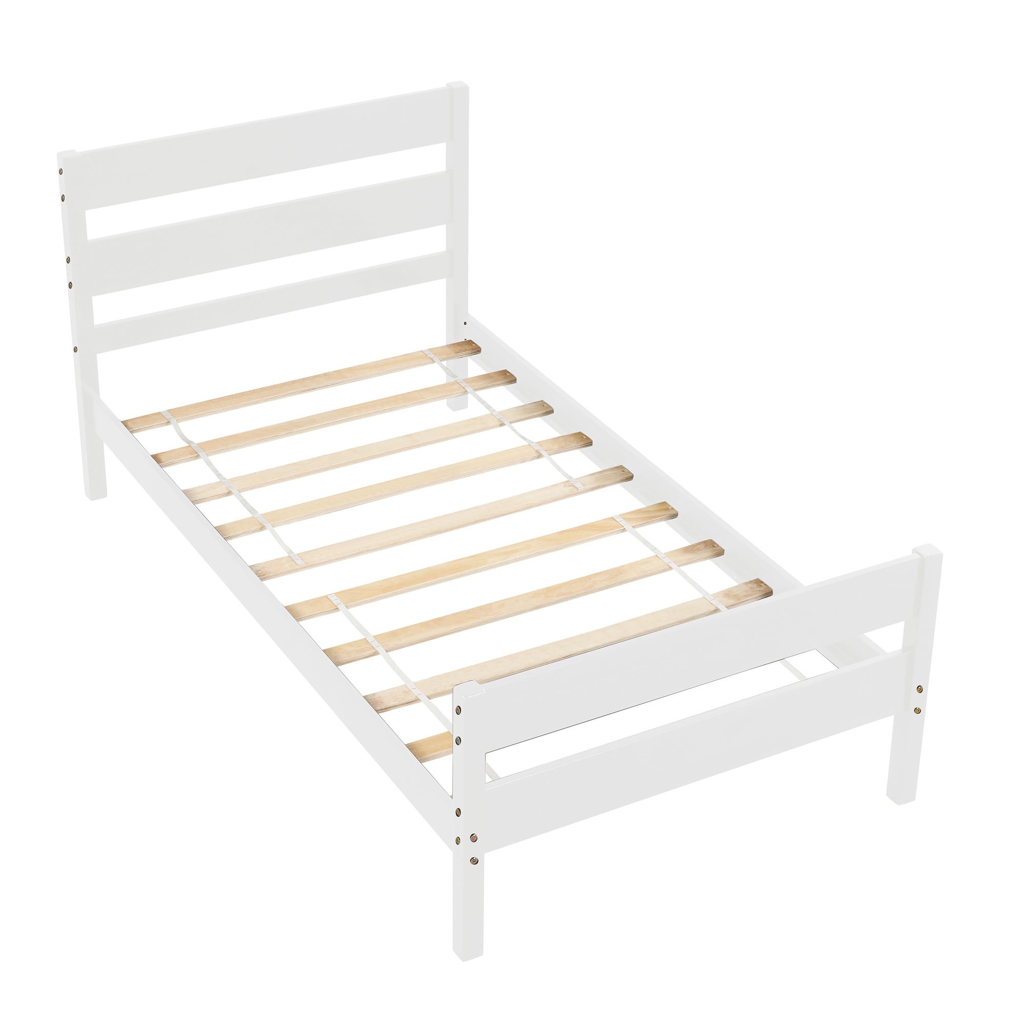 Twin Wood Frame Platform Bed with Headboard and Footboard