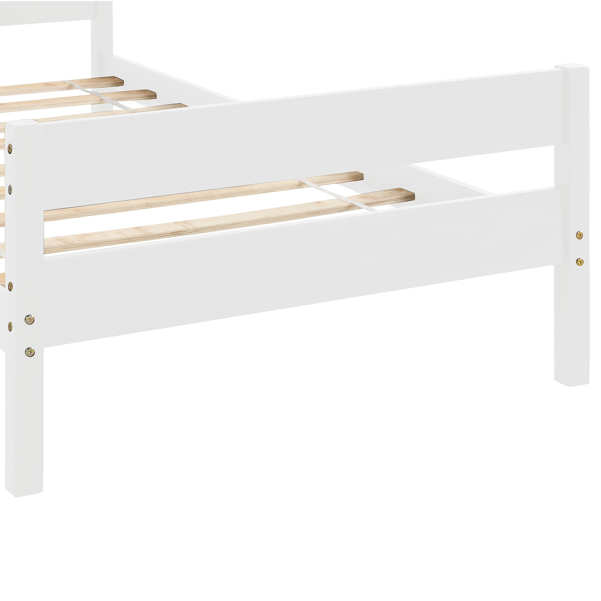 Twin Wood Frame Platform Bed with Headboard and Footboard
