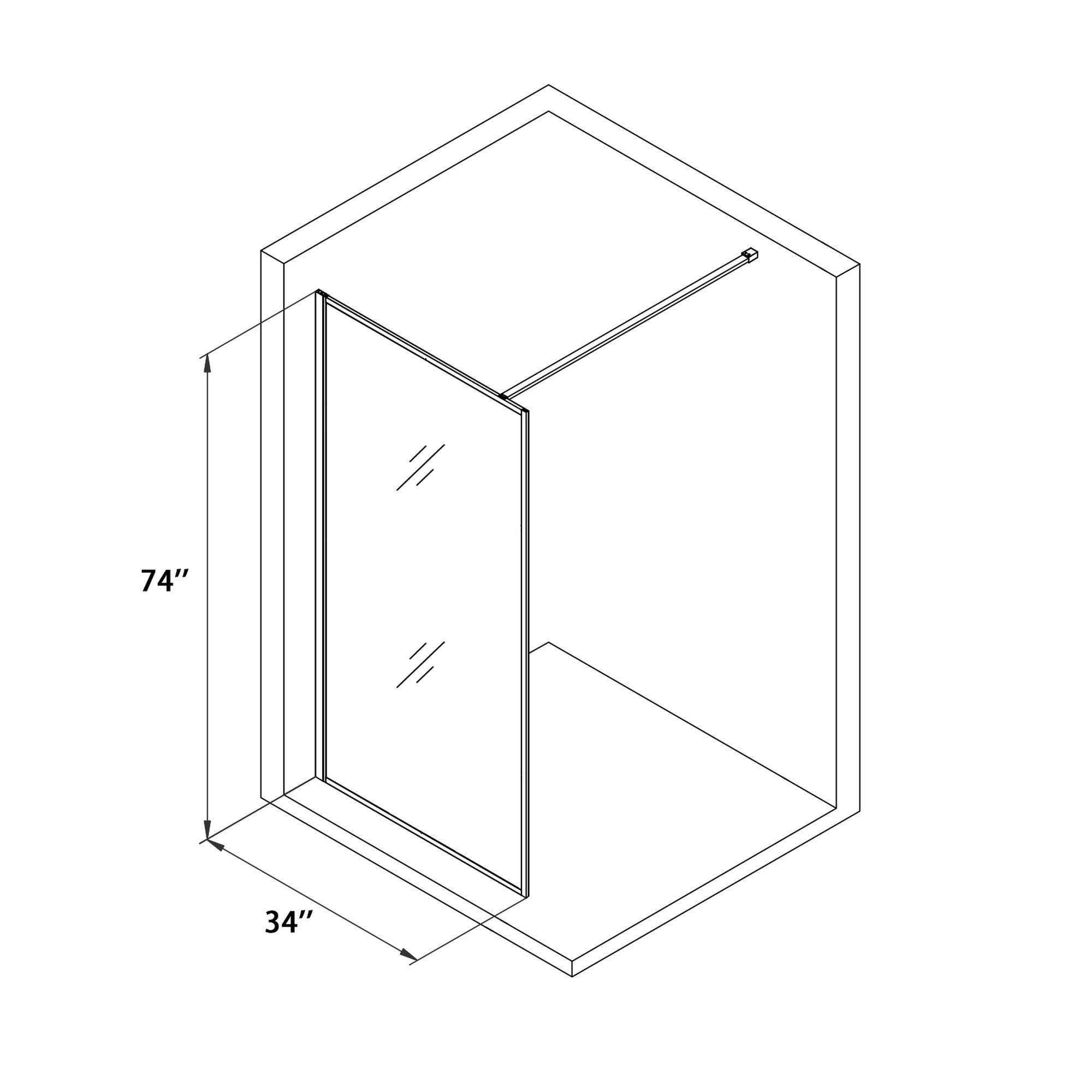 34 in. W x 74 in. H Framed Fixed Glass Panel Shower Door