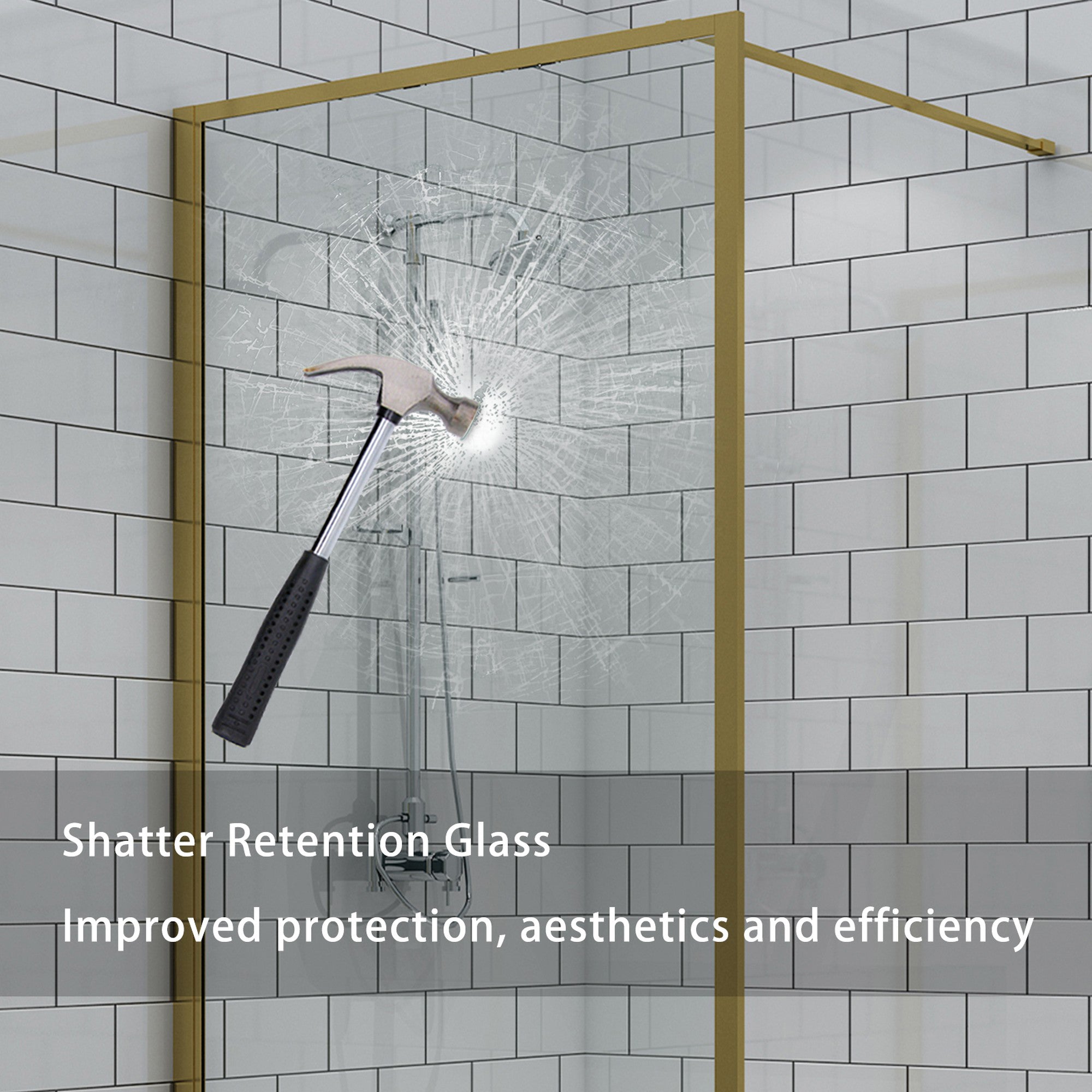 34 in. W x 74 in. H Framed Fixed Glass Panel Shower Door