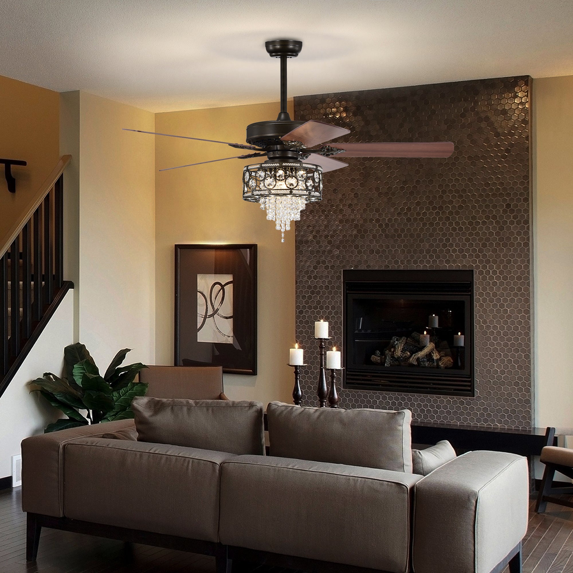 52" Ceiling Fan Light with Remote Control for Living Room