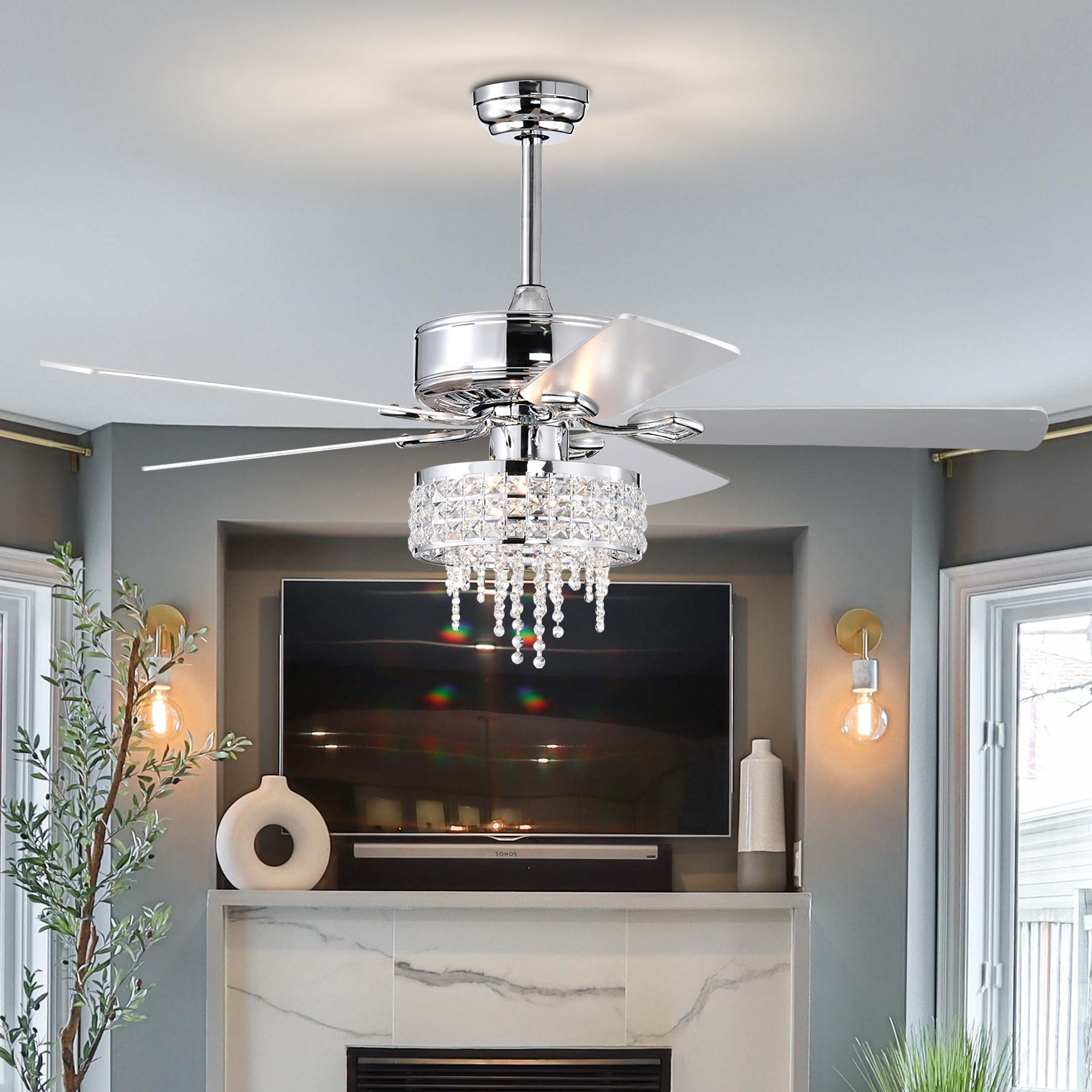 52" Ceiling Fan Light with Remote Control for Living Room