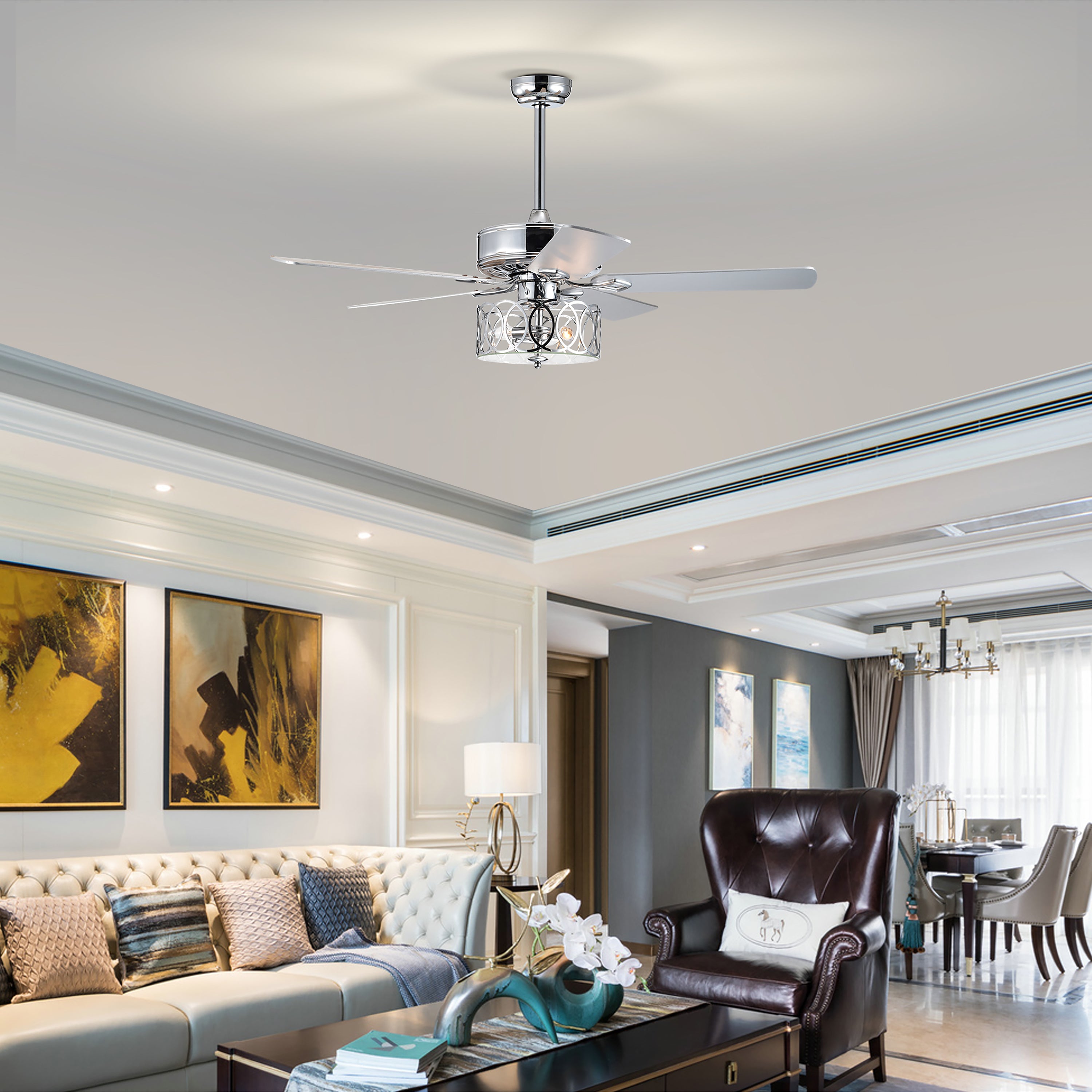 52" Ceiling Fan Light with Remote Control for Living Room