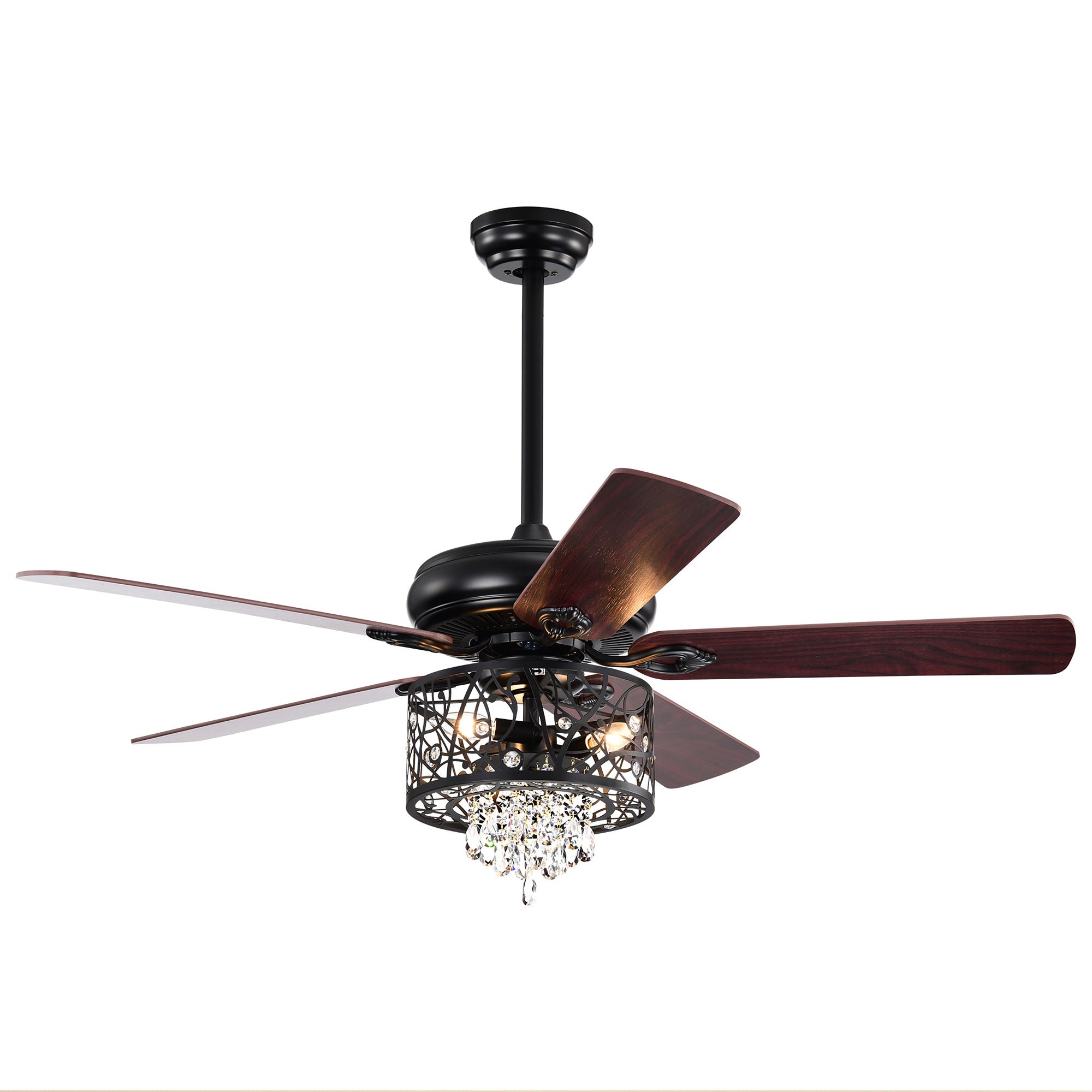 52" Crystal Ceiling Fan Light with Remote Control for Living Room