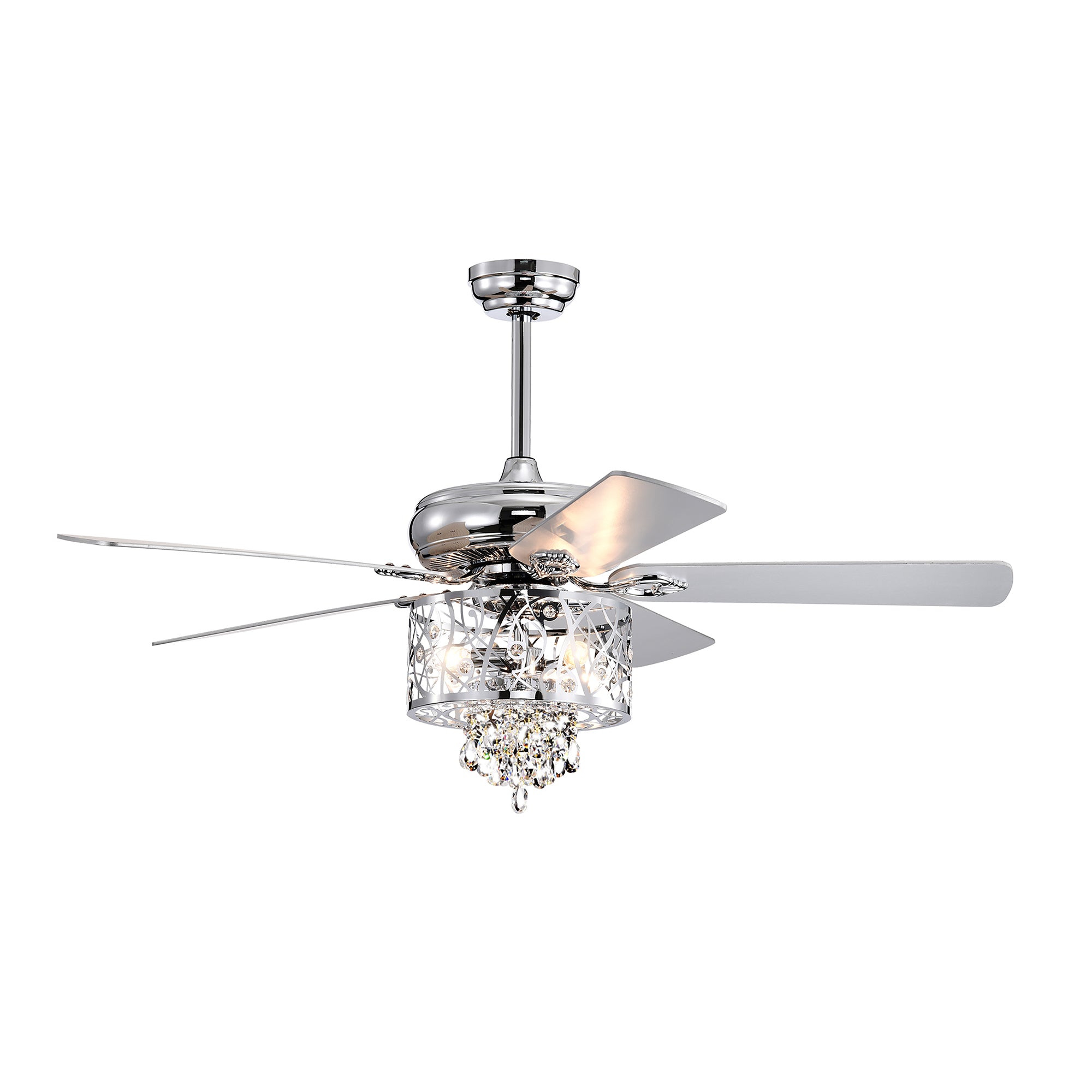 52" Crystal Ceiling Fan Light with Remote Control for Living Room