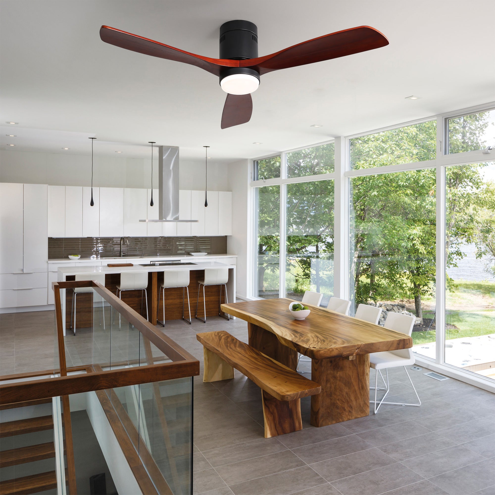 52" Ceiling Fan Light with Remote Control for Living Room