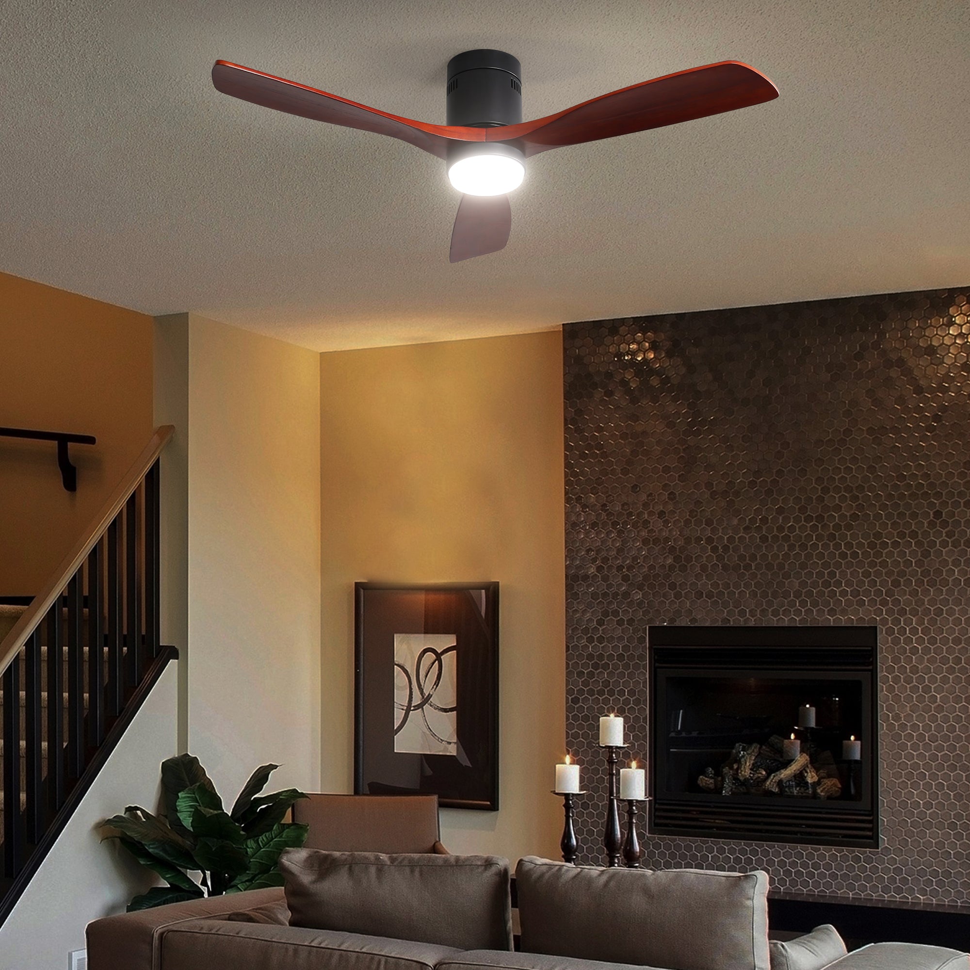 52" Ceiling Fan Light with Remote Control for Living Room