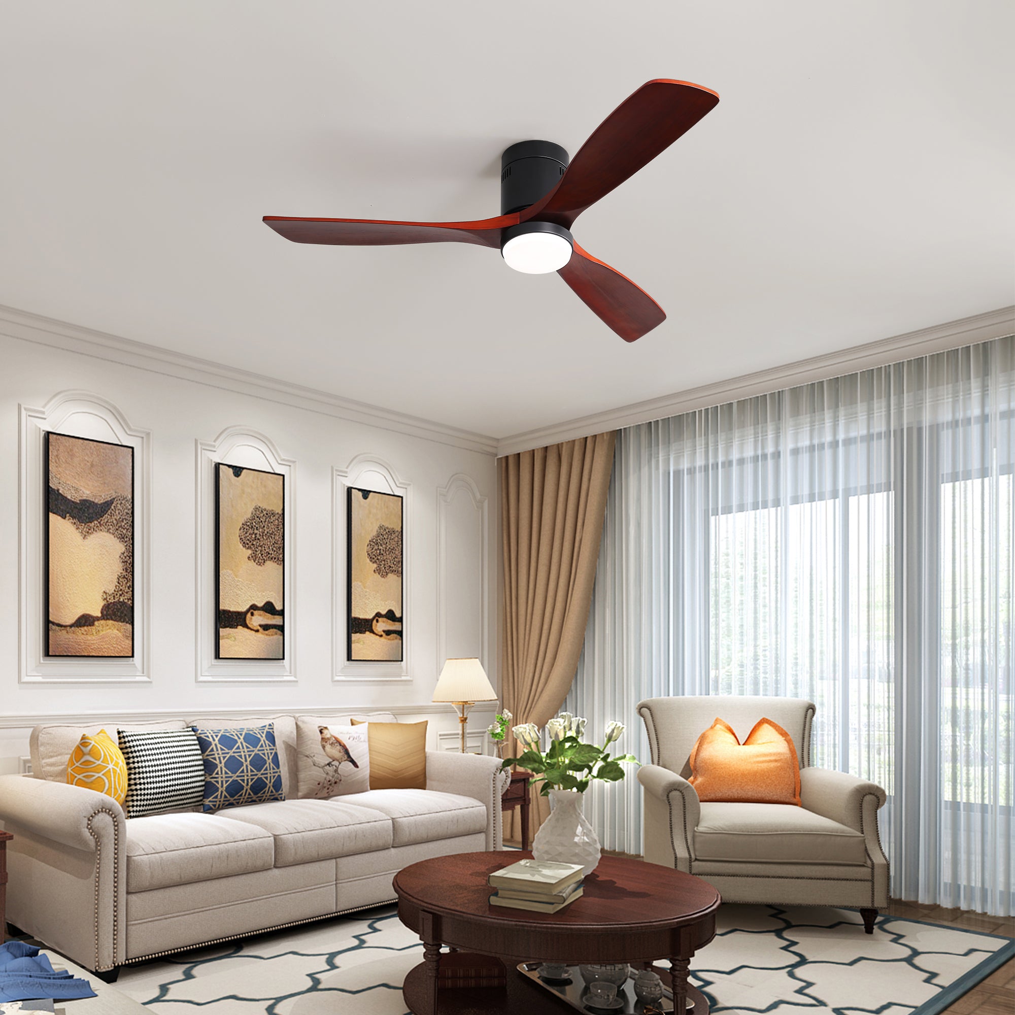 52" Ceiling Fan Light with Remote Control for Living Room
