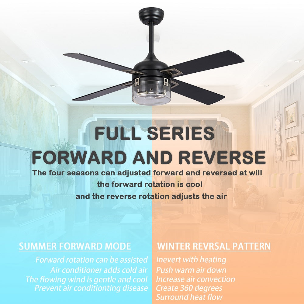 48" Ceiling Fan Light with Remote Control for Living Room