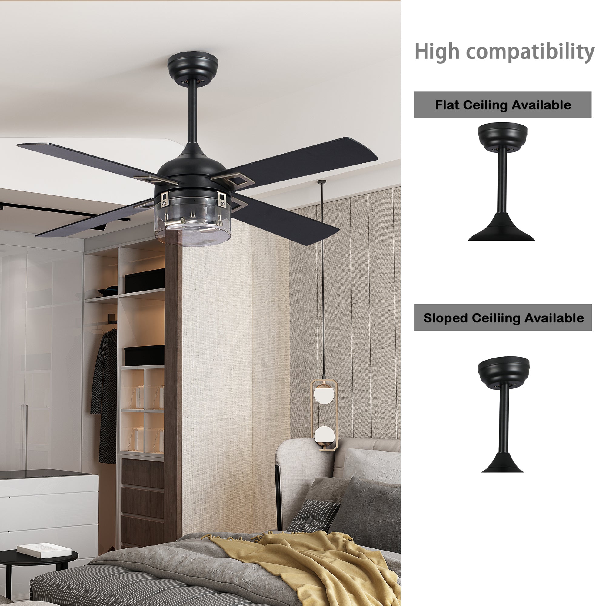 48" Ceiling Fan Light with Remote Control for Living Room