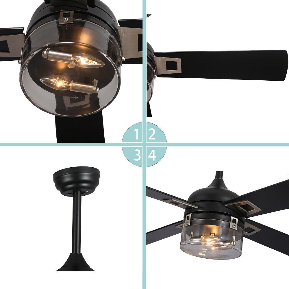 48" Ceiling Fan Light with Remote Control for Living Room