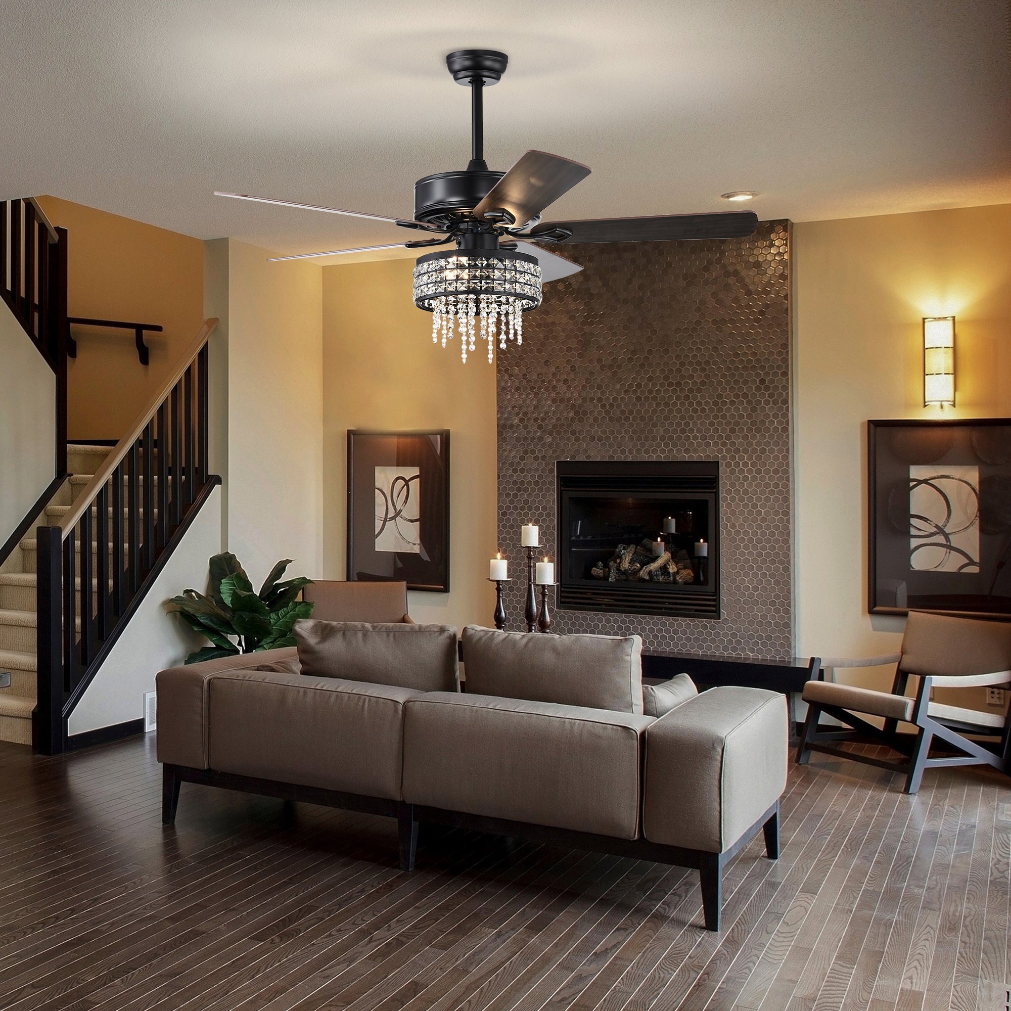 52" Ceiling Fan Light with Remote Control for Living Room