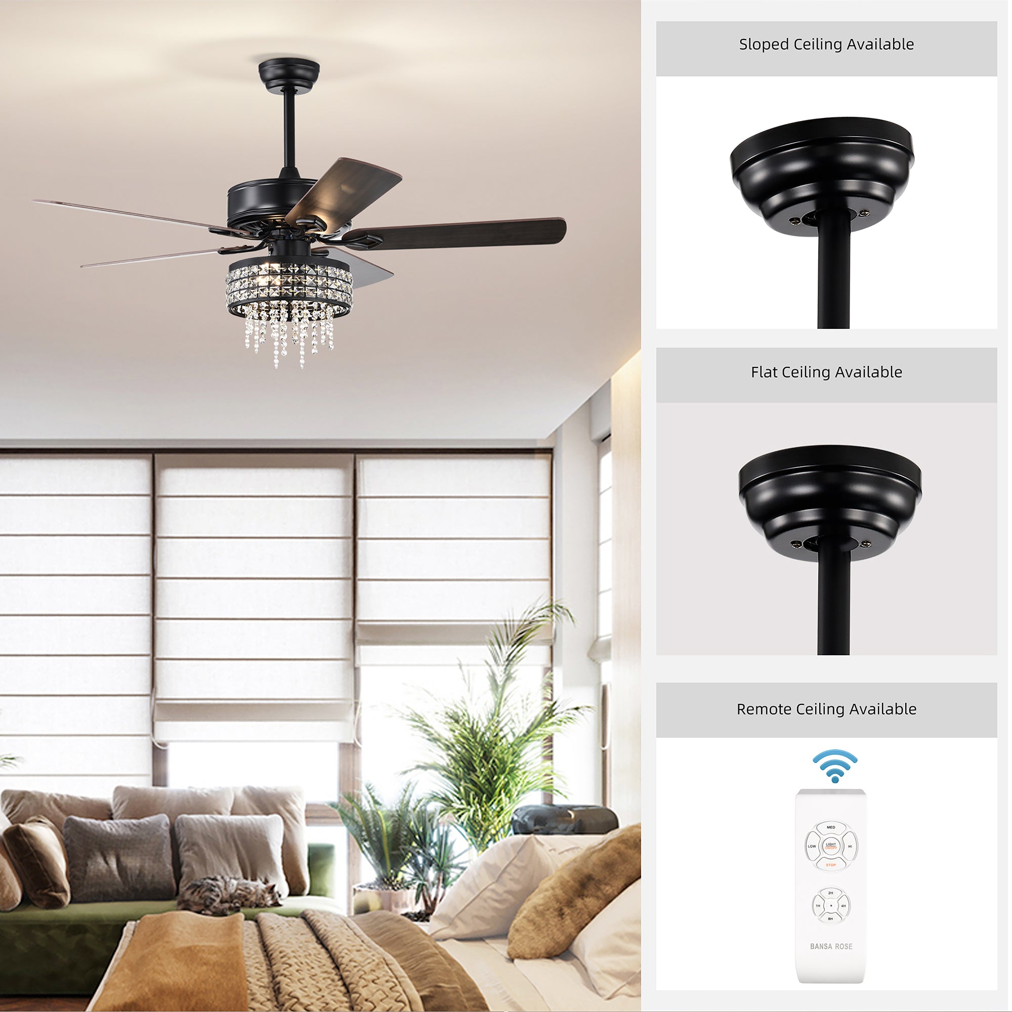 52" Ceiling Fan Light with Remote Control for Living Room