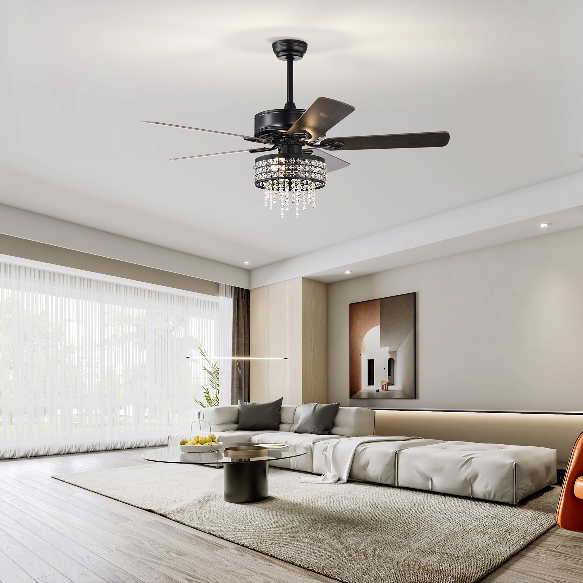 52" Ceiling Fan Light with Remote Control for Living Room