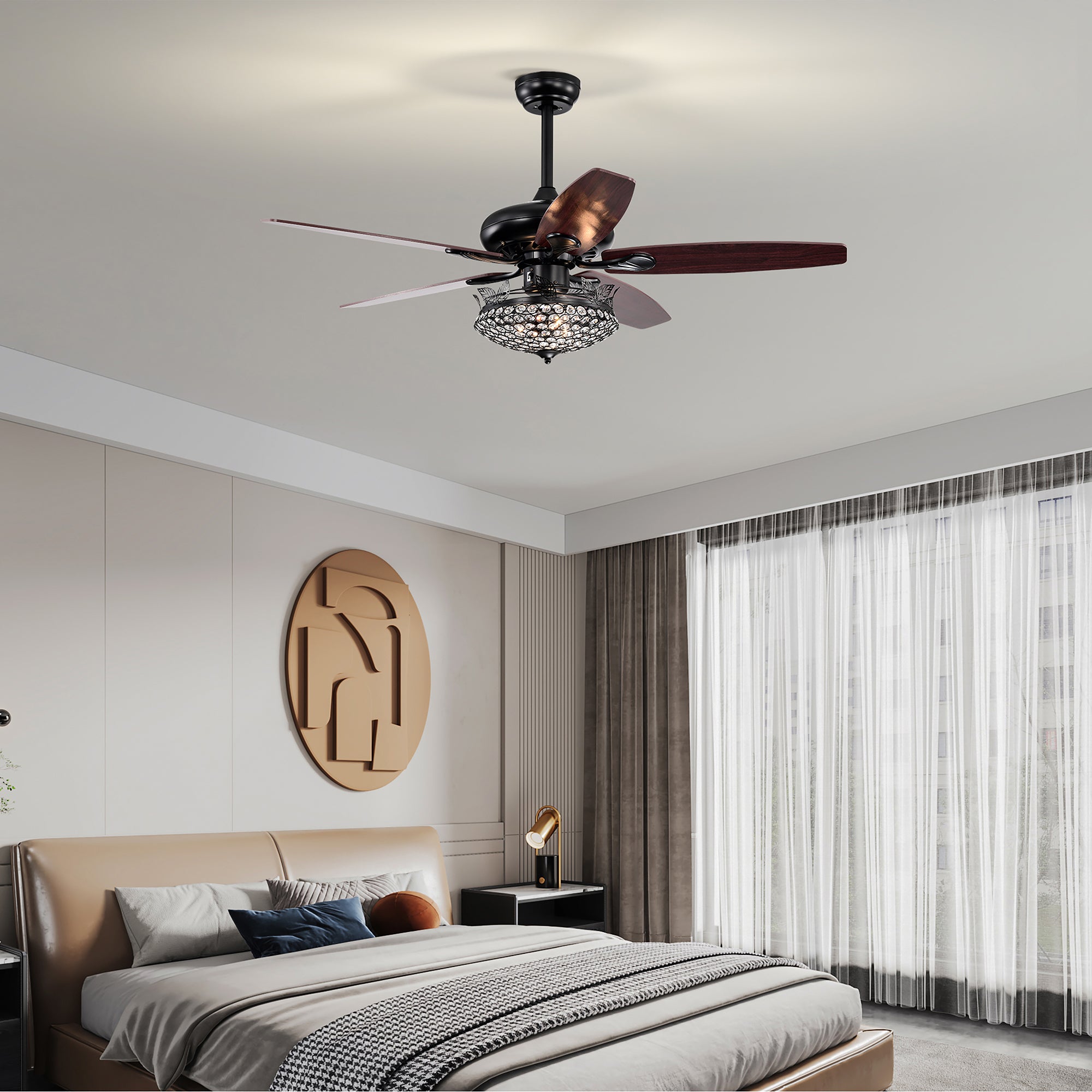 52" Ceiling Fan Light with Remote Control for Living Room