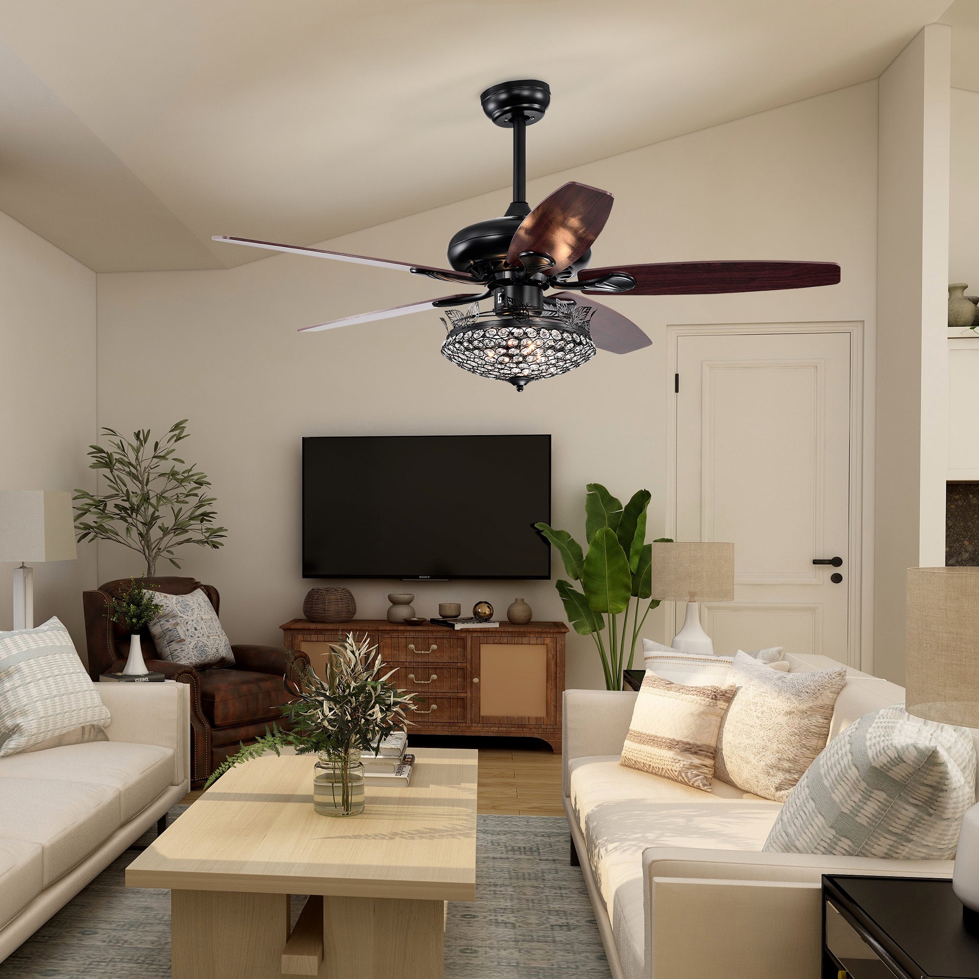 52" Ceiling Fan Light with Remote Control for Living Room
