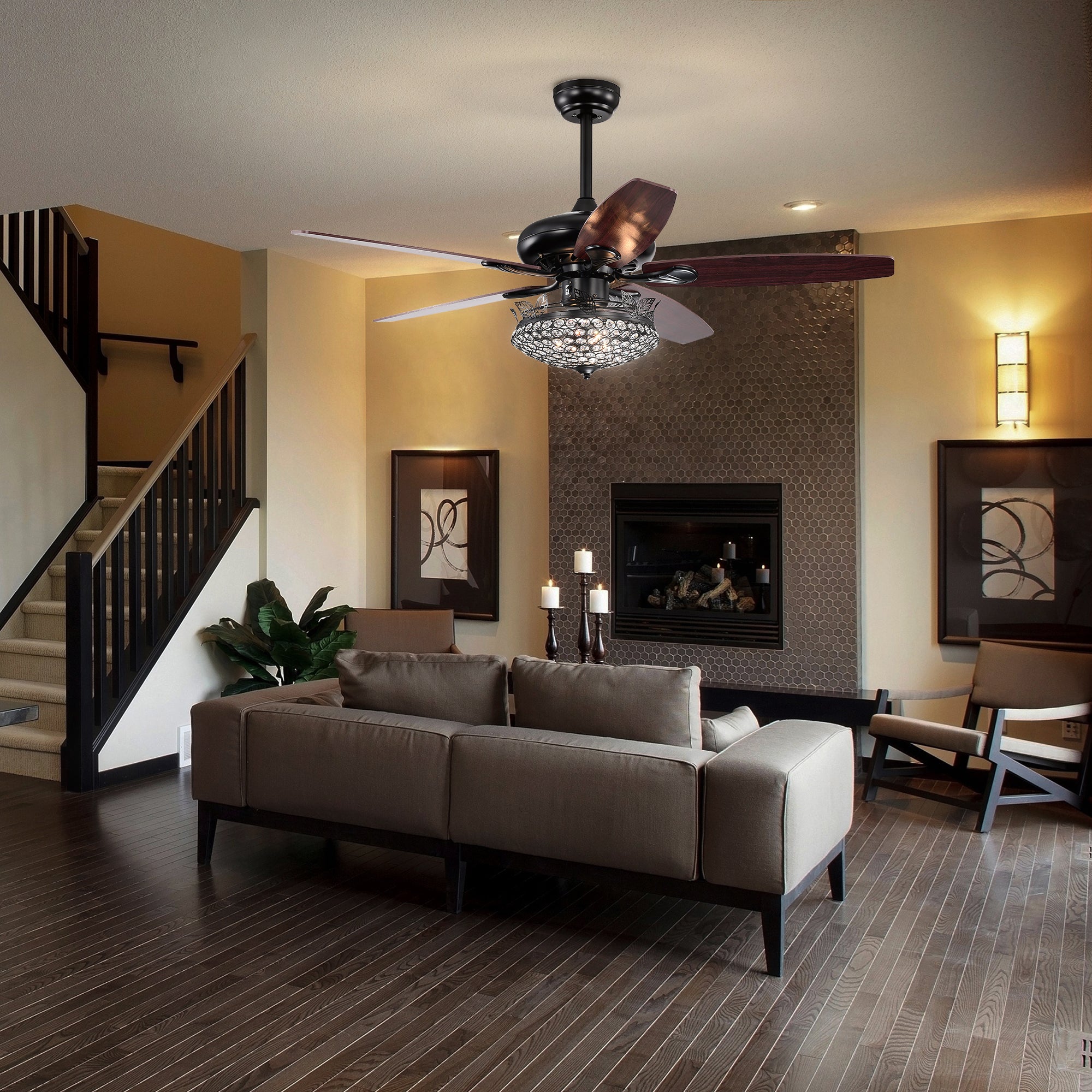 52" Ceiling Fan Light with Remote Control for Living Room