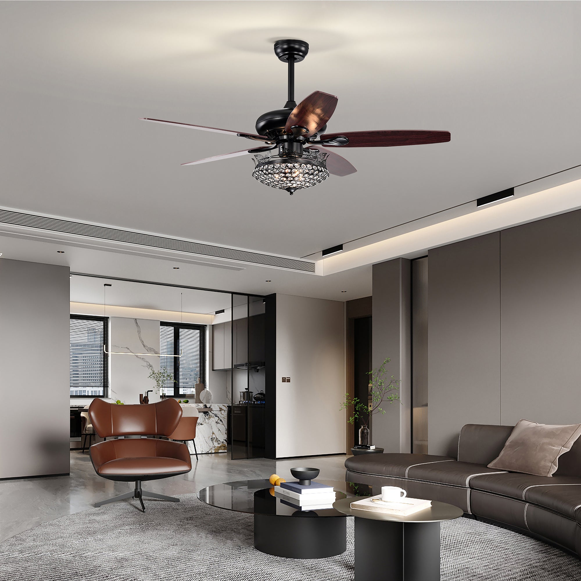52" Ceiling Fan Light with Remote Control for Living Room