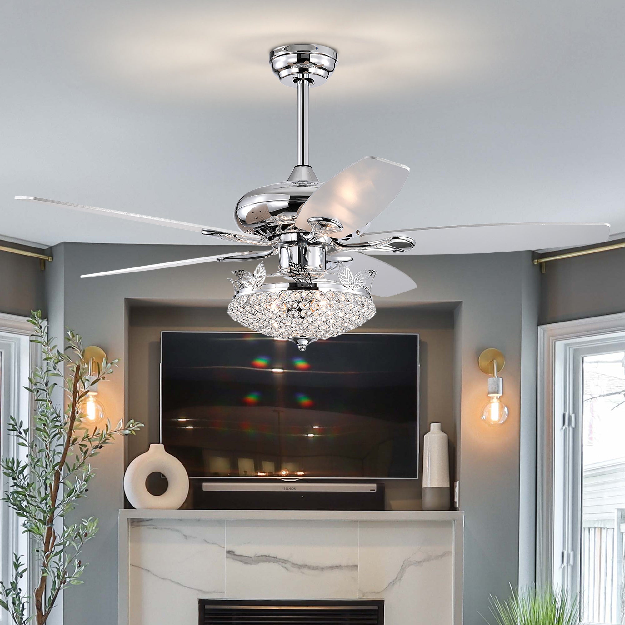 52" Ceiling Fan Light with Remote Control for Living Room