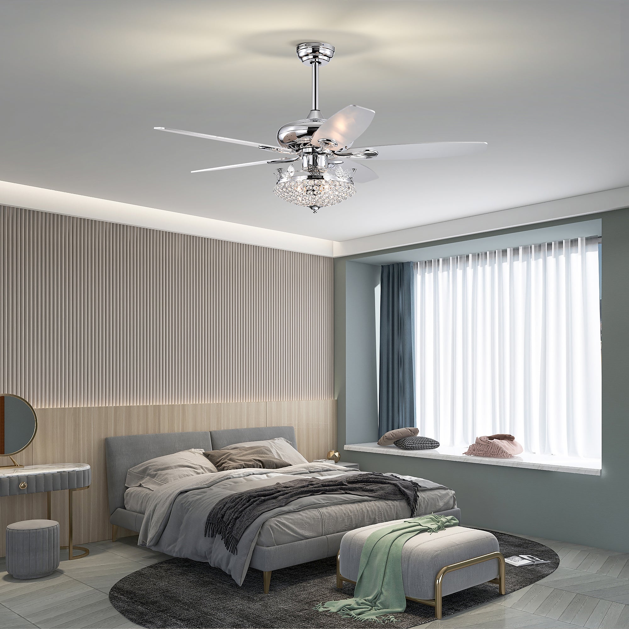 52" Ceiling Fan Light with Remote Control for Living Room
