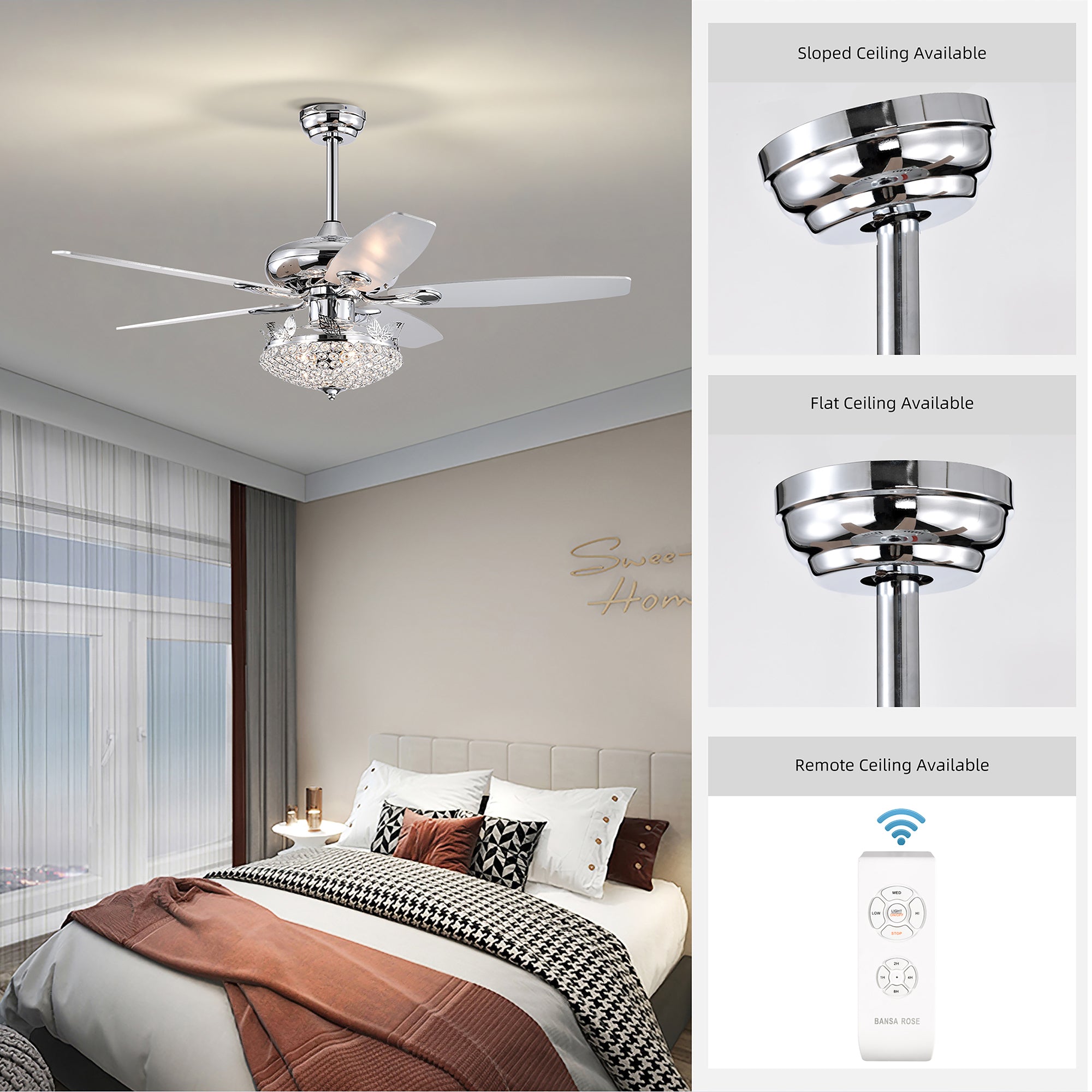 52" Ceiling Fan Light with Remote Control for Living Room
