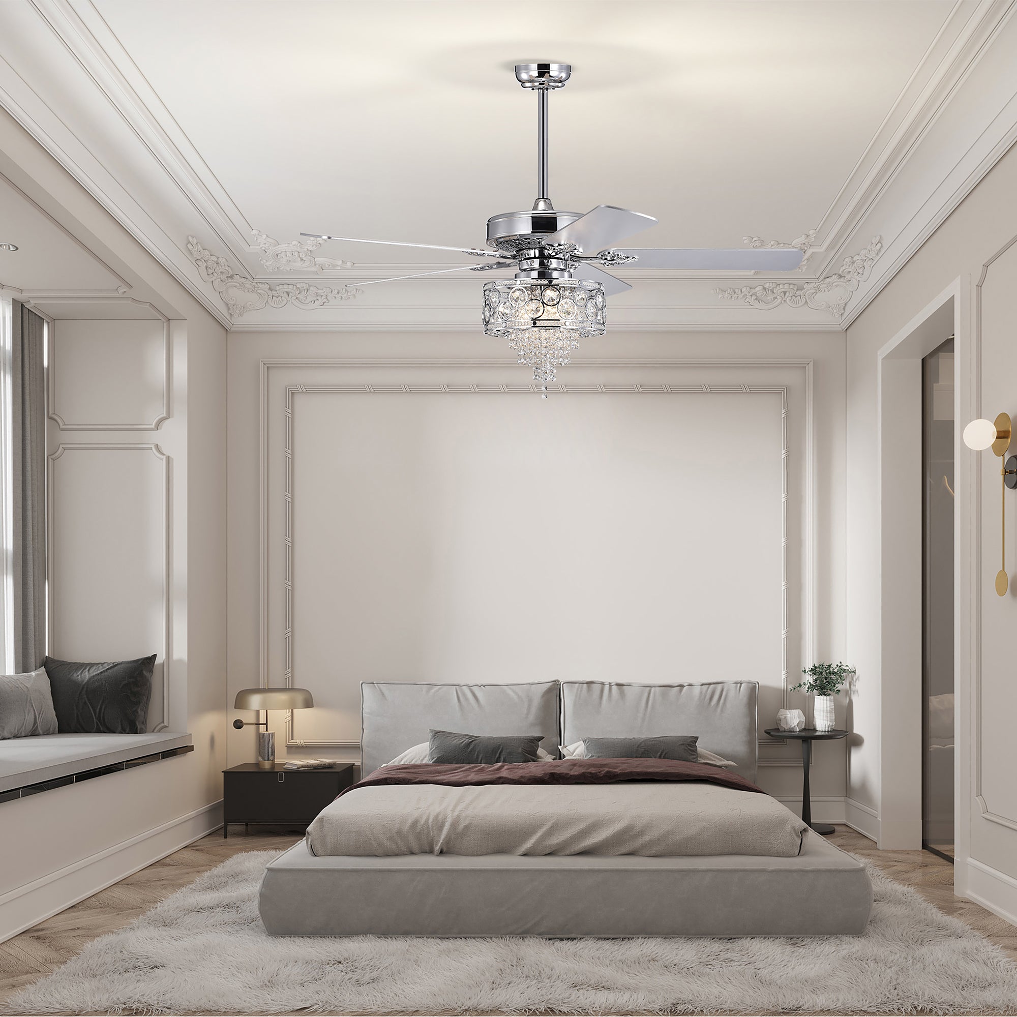 52" Ceiling Fan Light with Remote Control for Living Room