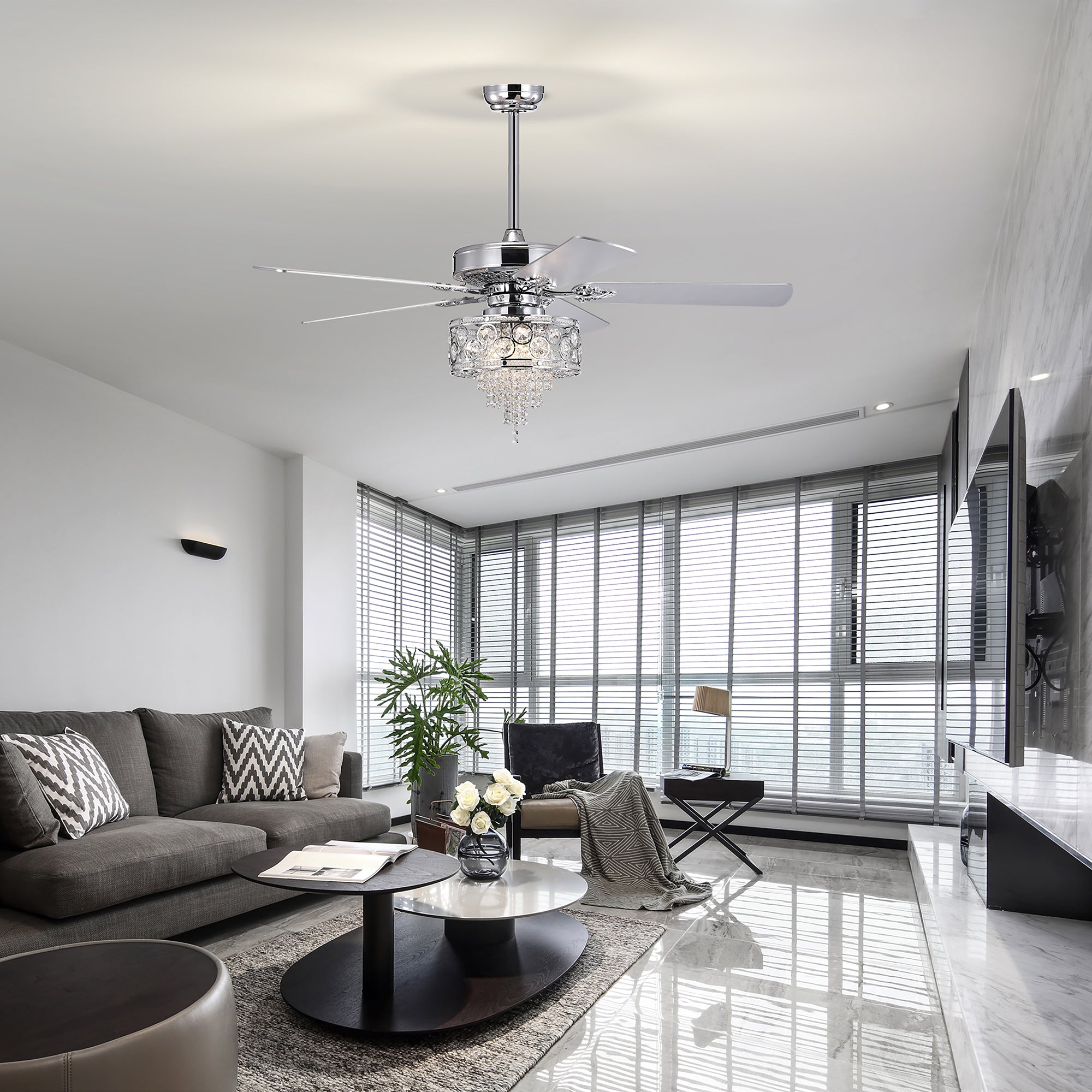 52" Ceiling Fan Light with Remote Control for Living Room