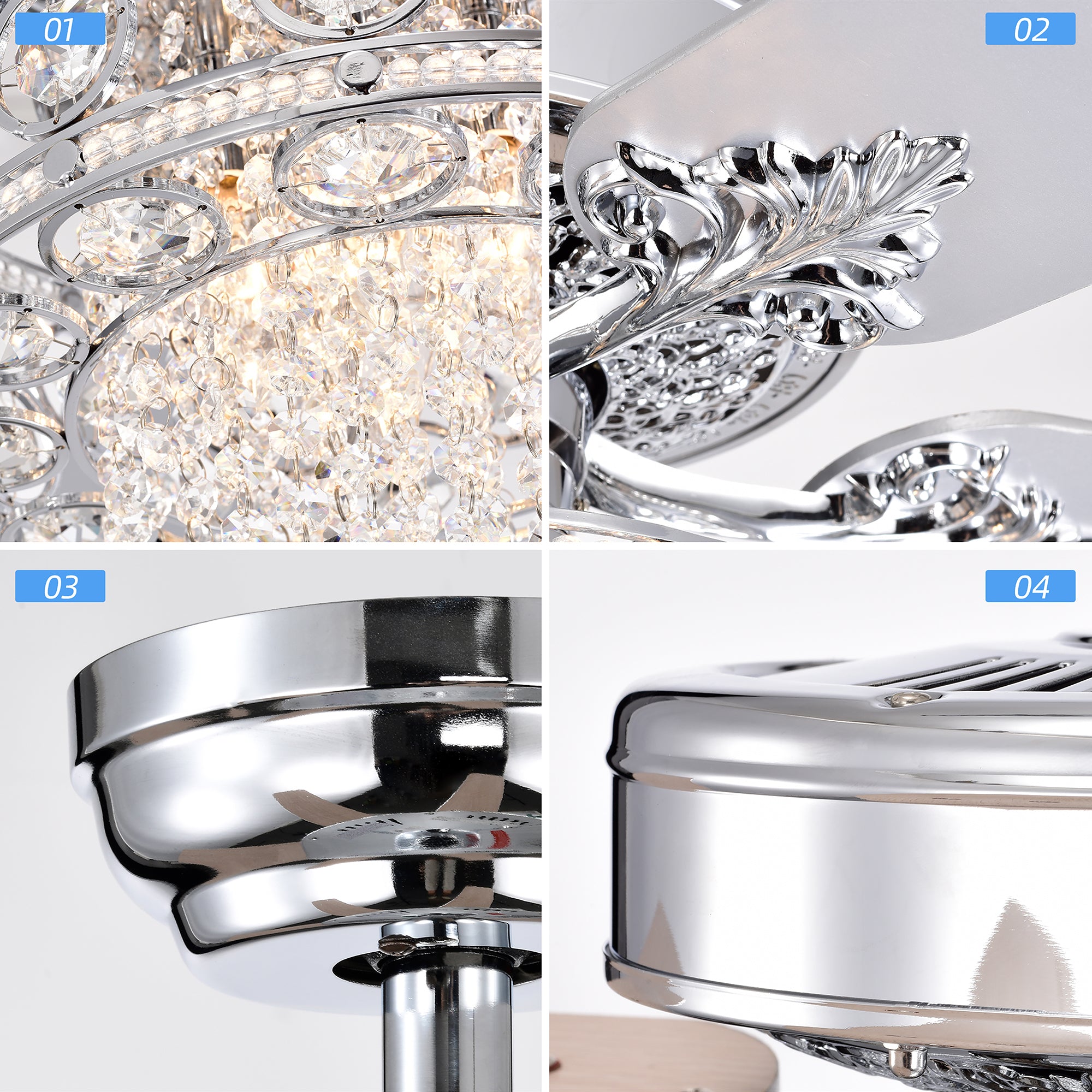 52" Ceiling Fan Light with Remote Control for Living Room